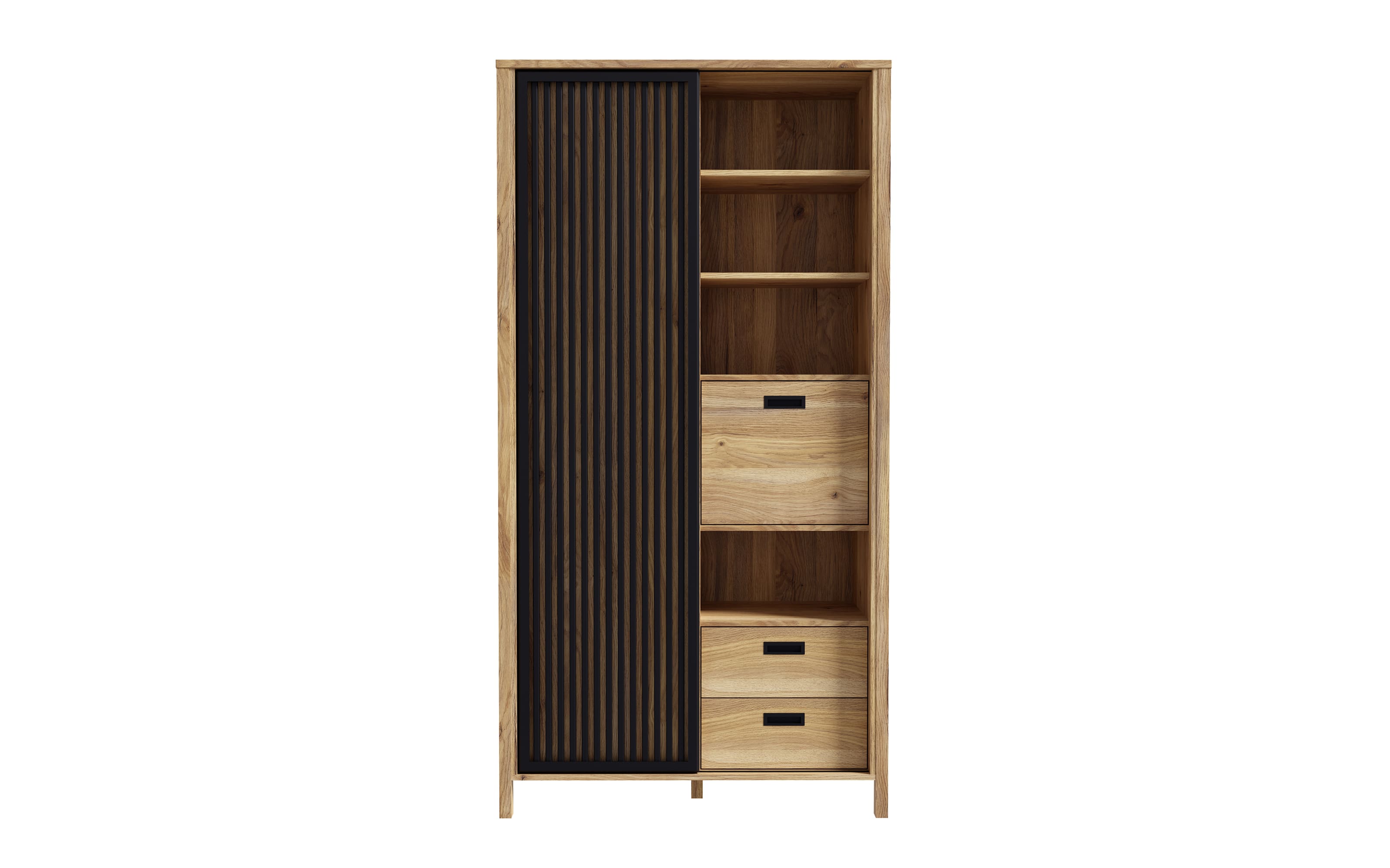 Hochschrank Jytana, Mauvelle Eiche-Nachbildung/schwarz