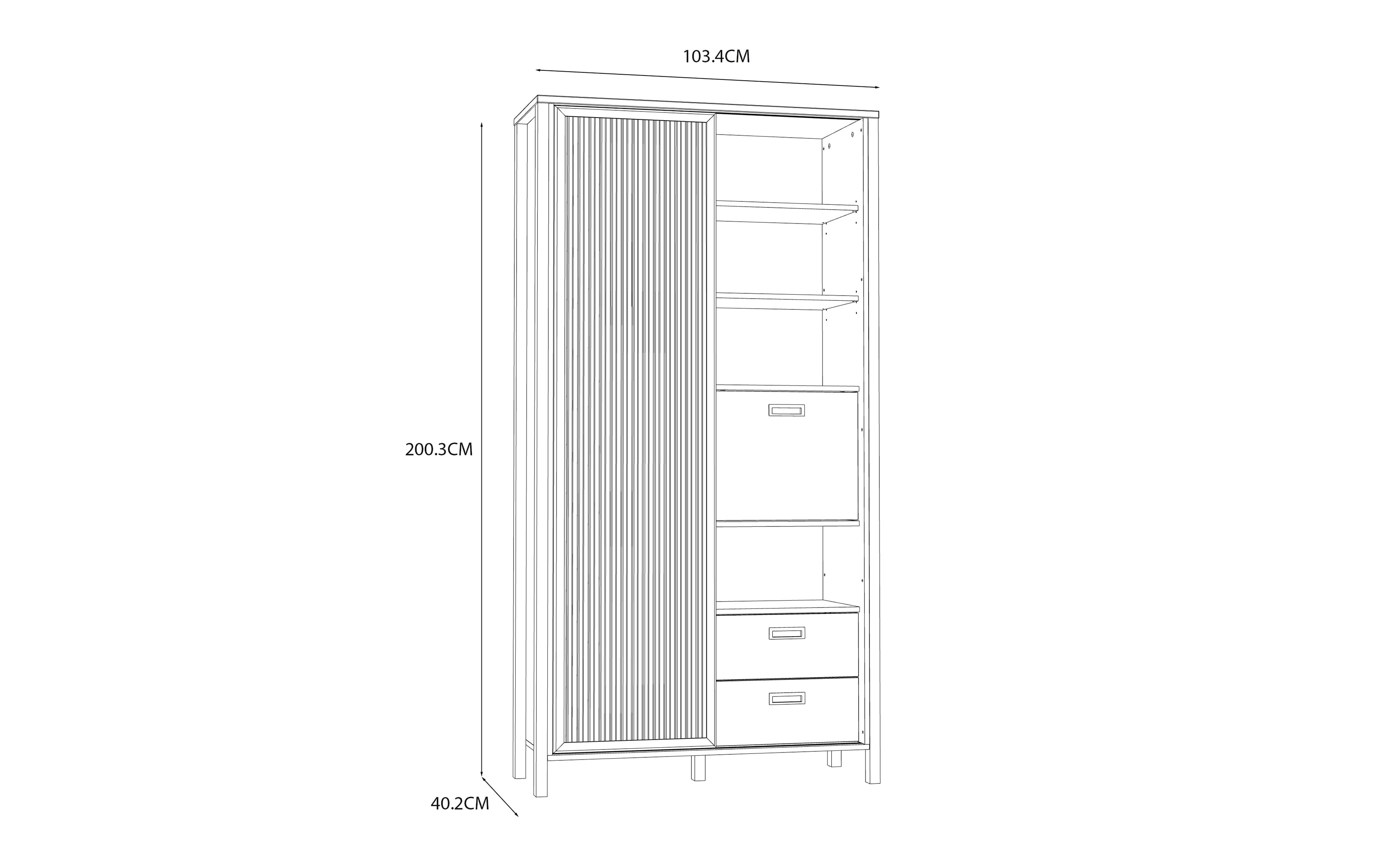 Hochschrank Jytana, Mauvelle Eiche-Nachbildung/schwarz