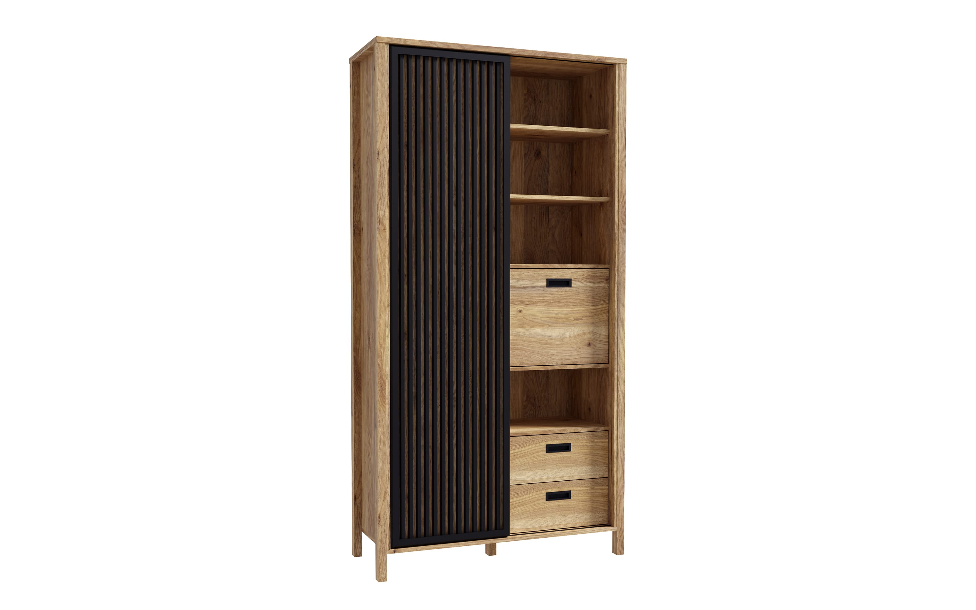 Hochschrank Jytana, Mauvelle Eiche-Nachbildung/schwarz