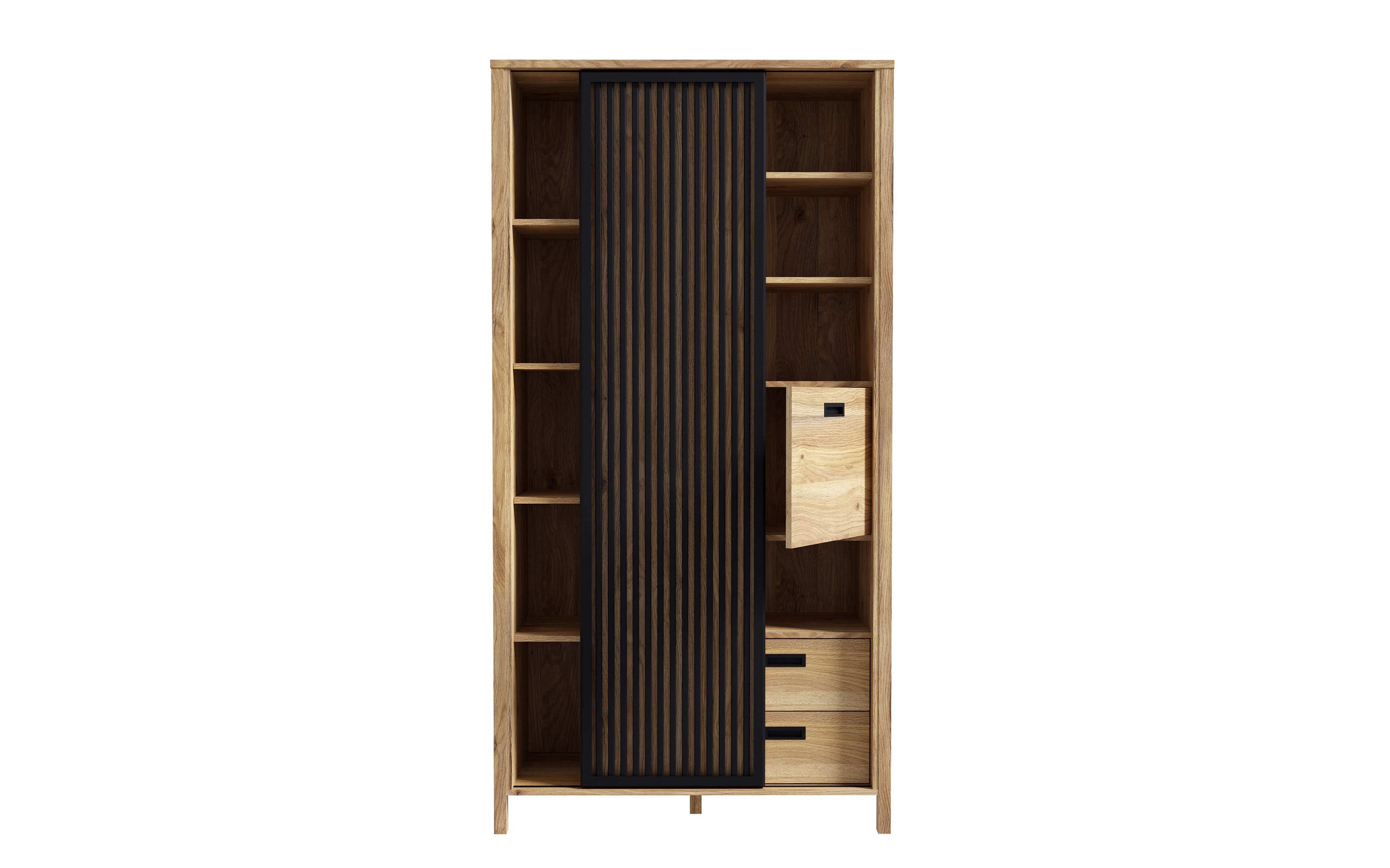 Hochschrank Jytana, Mauvelle Eiche-Nachbildung/schwarz