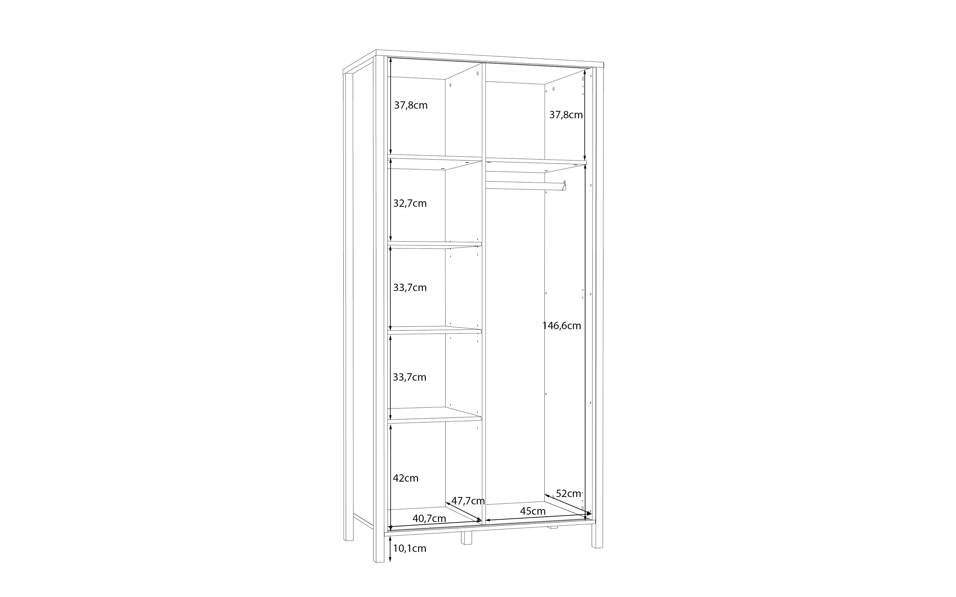 Kleiderschrank Jytana, Mauvelle Eiche-Nachbildung/schwarz