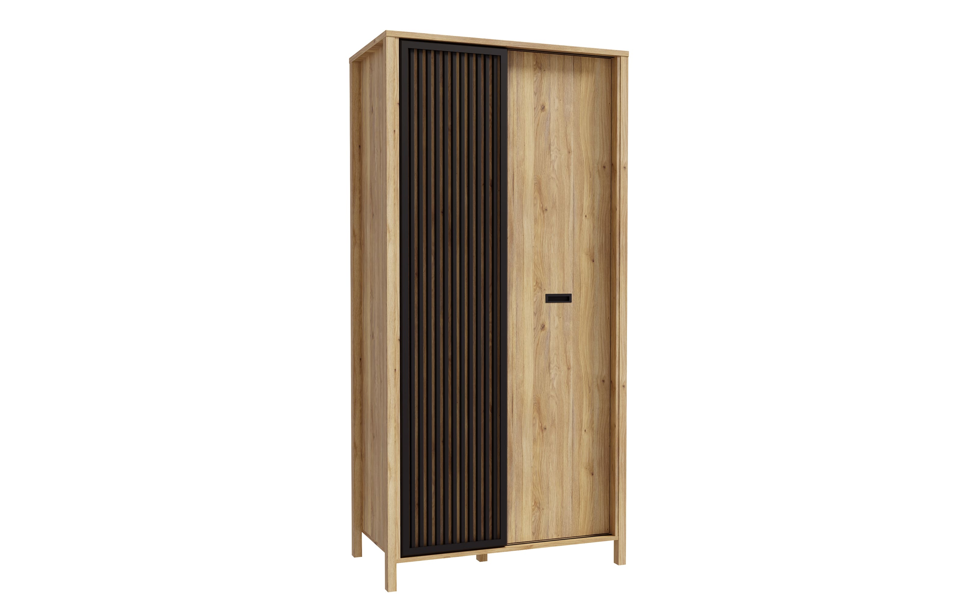 Kleiderschrank Jytana, Mauvelle Eiche-Nachbildung/schwarz