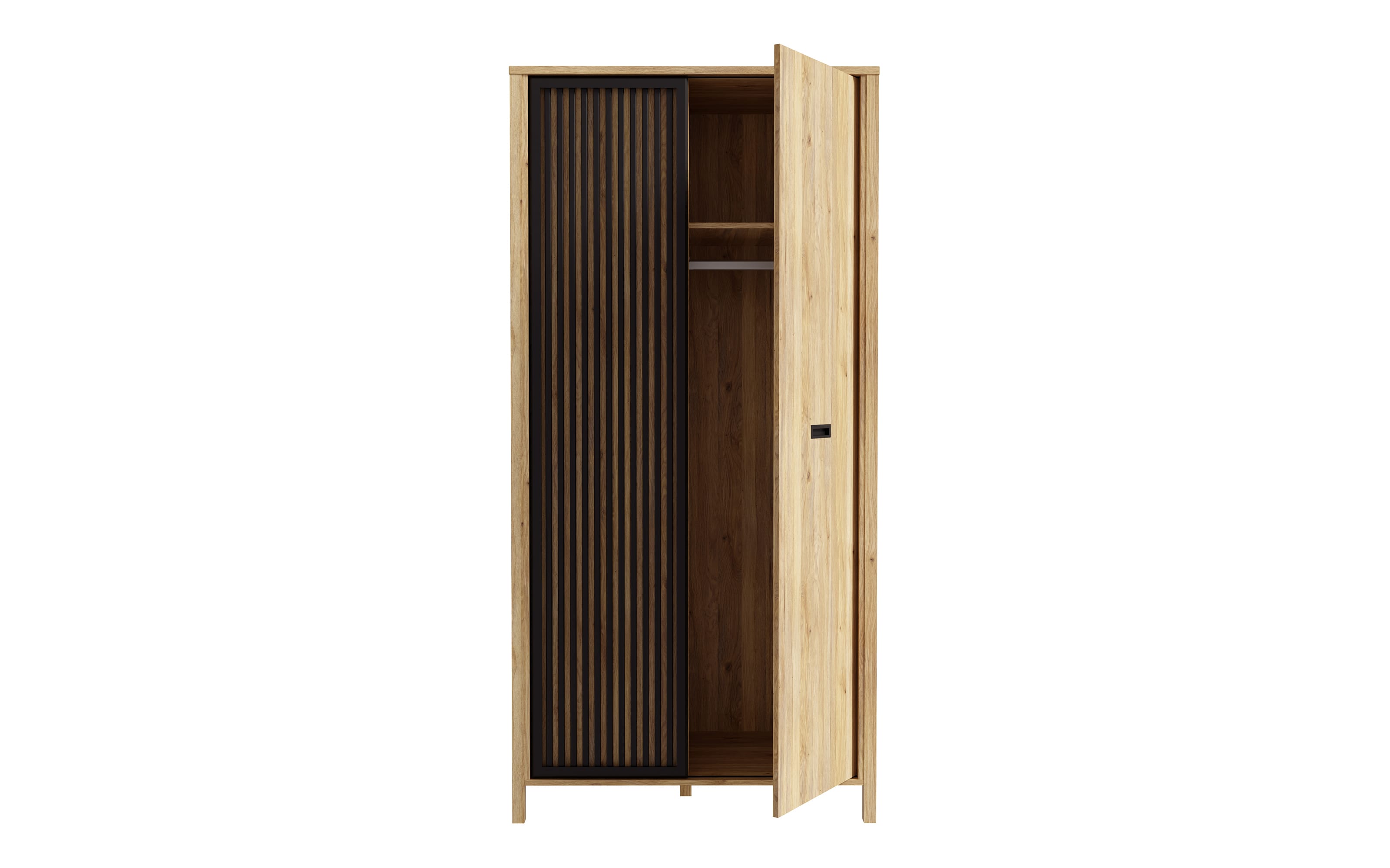Kleiderschrank Jytana, Mauvelle Eiche-Nachbildung/schwarz