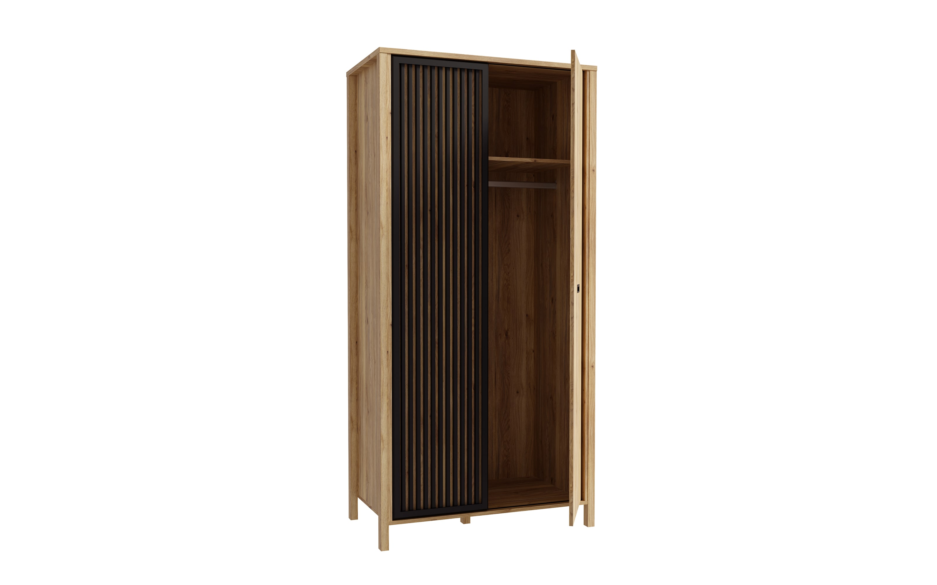 Kleiderschrank Jytana, Mauvelle Eiche-Nachbildung/schwarz