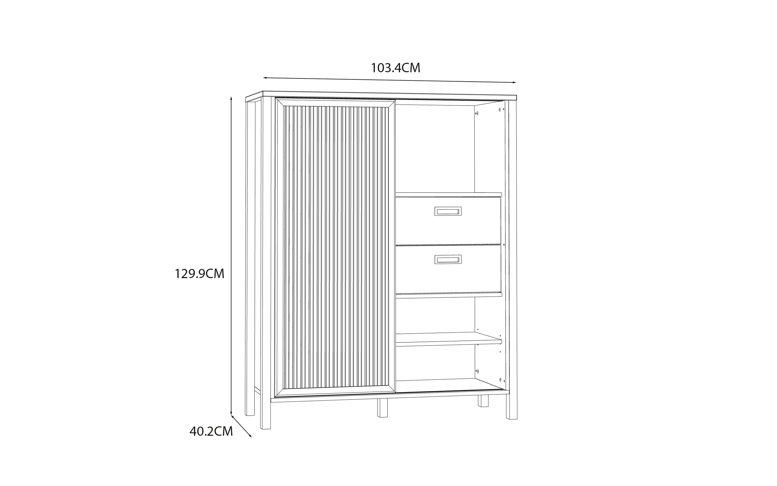 Highboard Jytana, Mauvelle Eiche-Nachbildung/schwarz