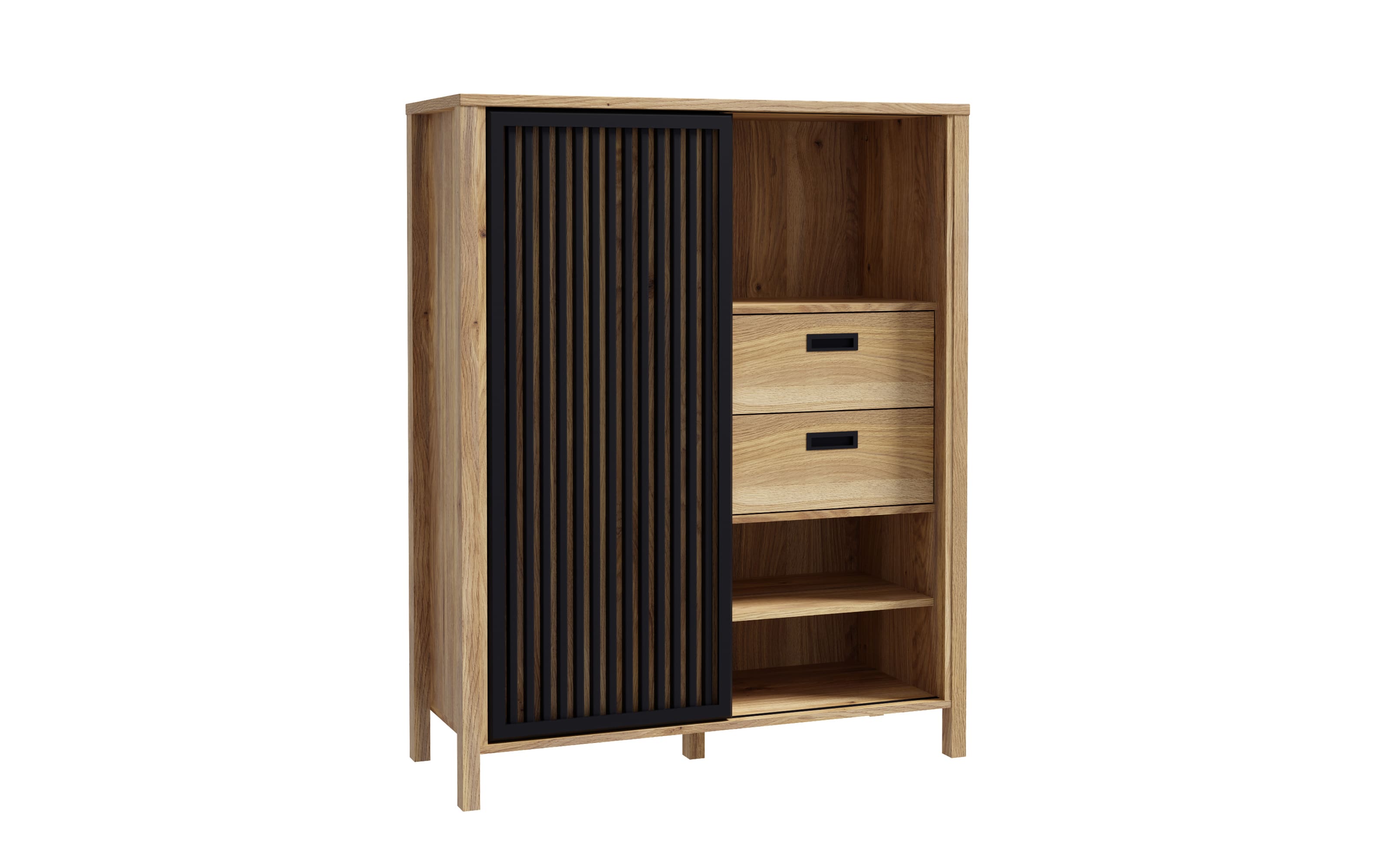 Highboard Jytana, Mauvelle Eiche-Nachbildung/schwarz