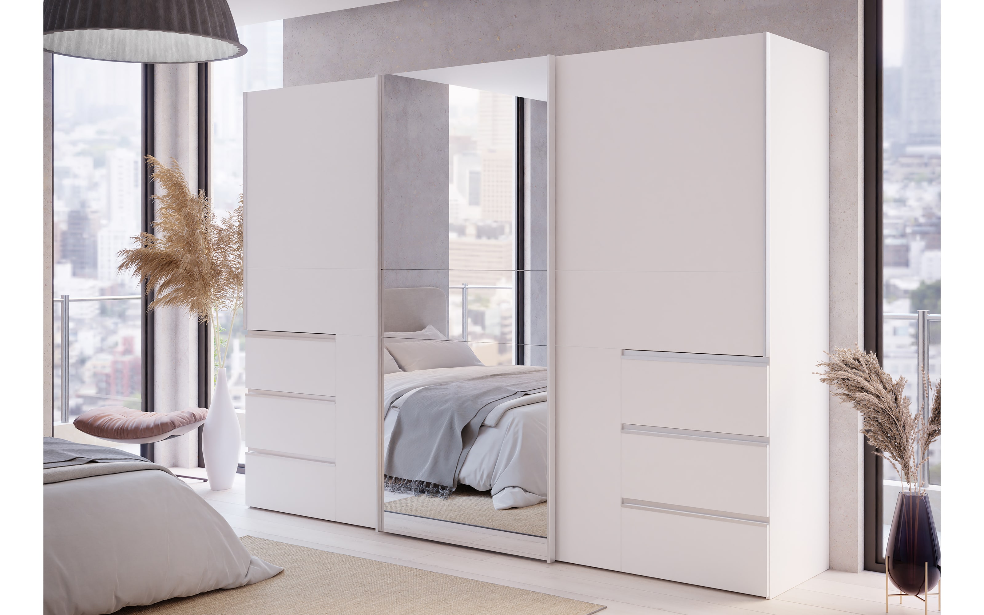 Kleiderschrank Winn2, weiß, 269,7 x 200,5 cm