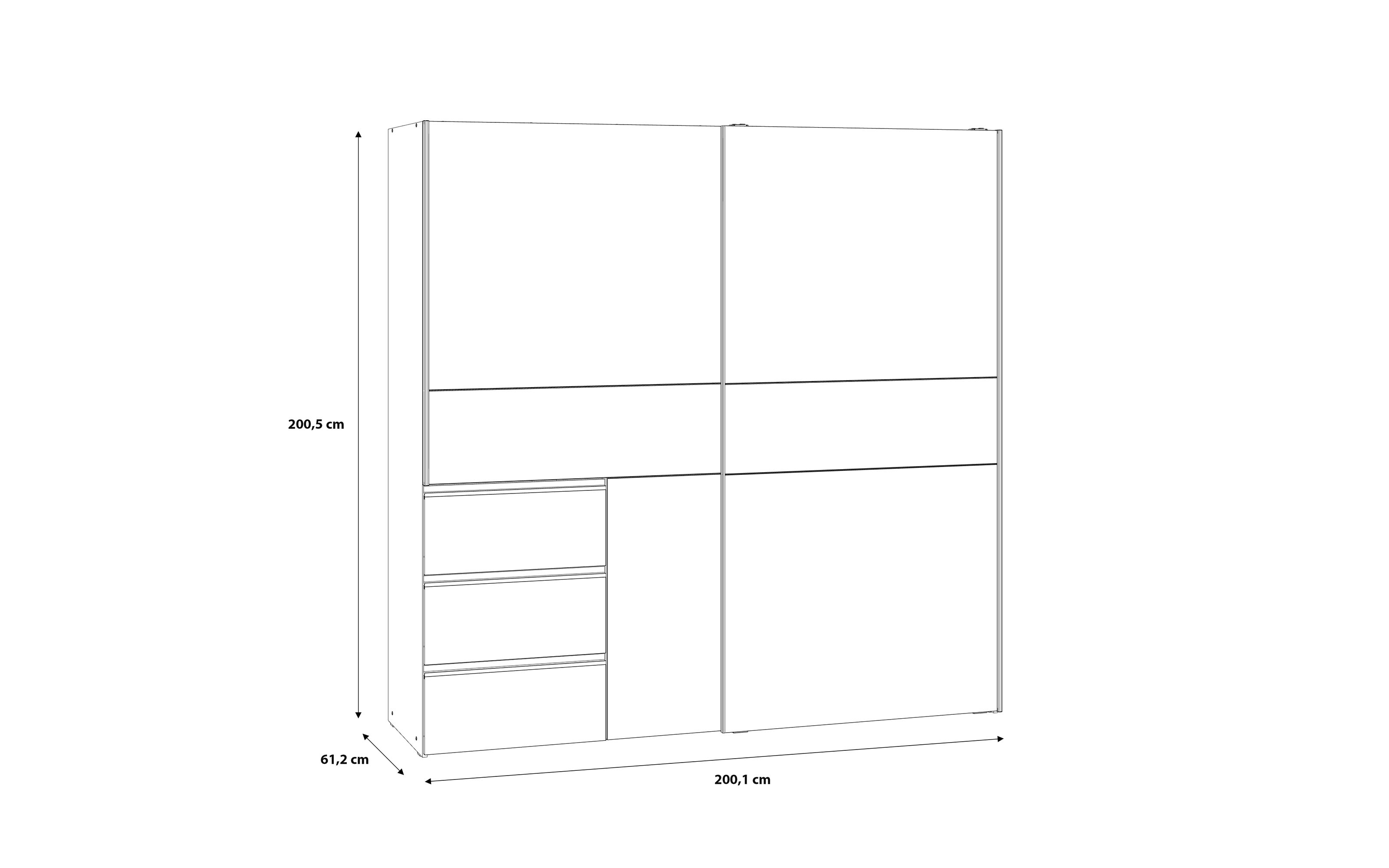 Kleiderschrank Winn2, Flagstaff Eiche-Nachbildung/grau, 170,3 x 200,5 cm
