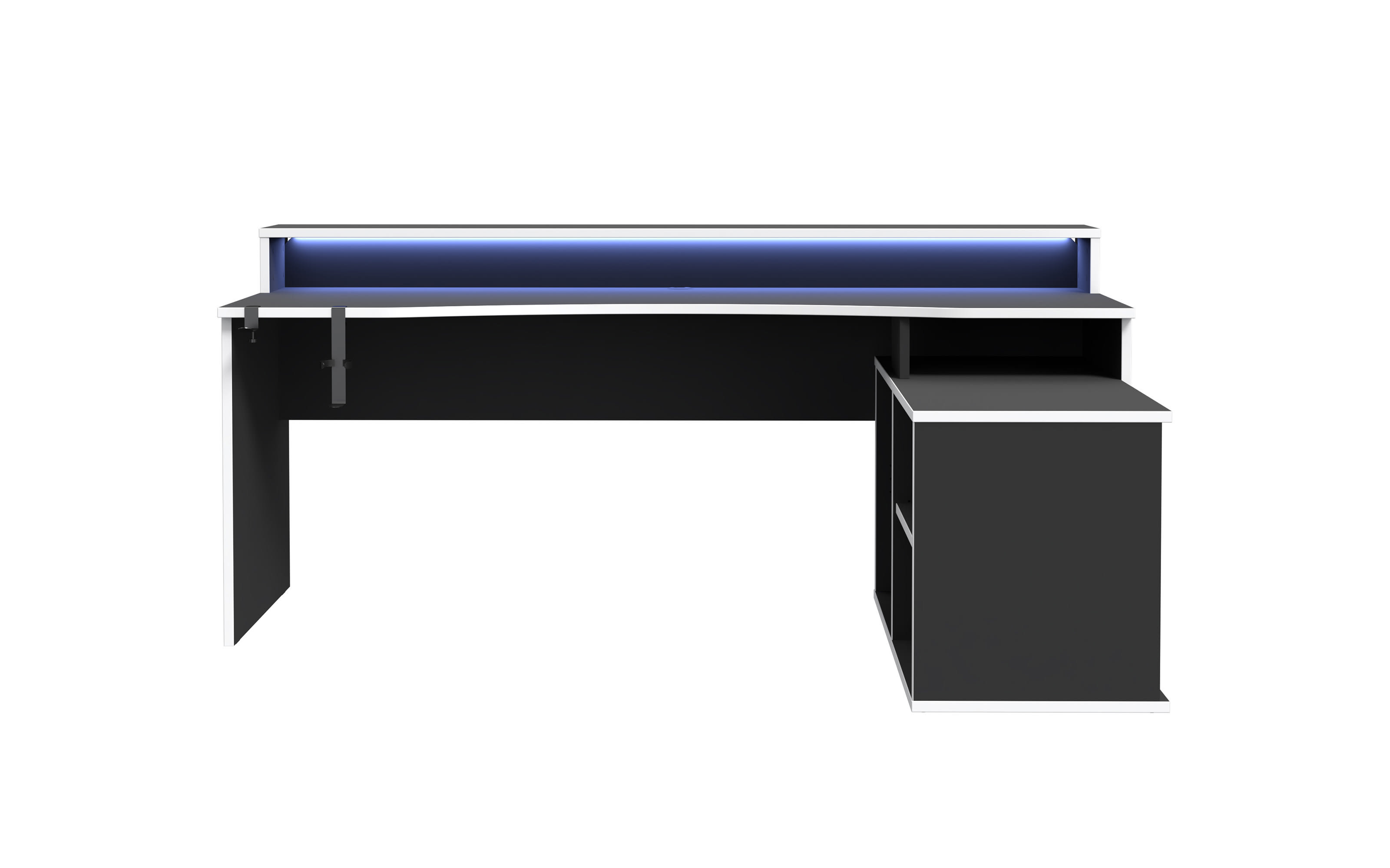 Eck-Gaming-Schreibtisch Tezaur, schwarz/weiß