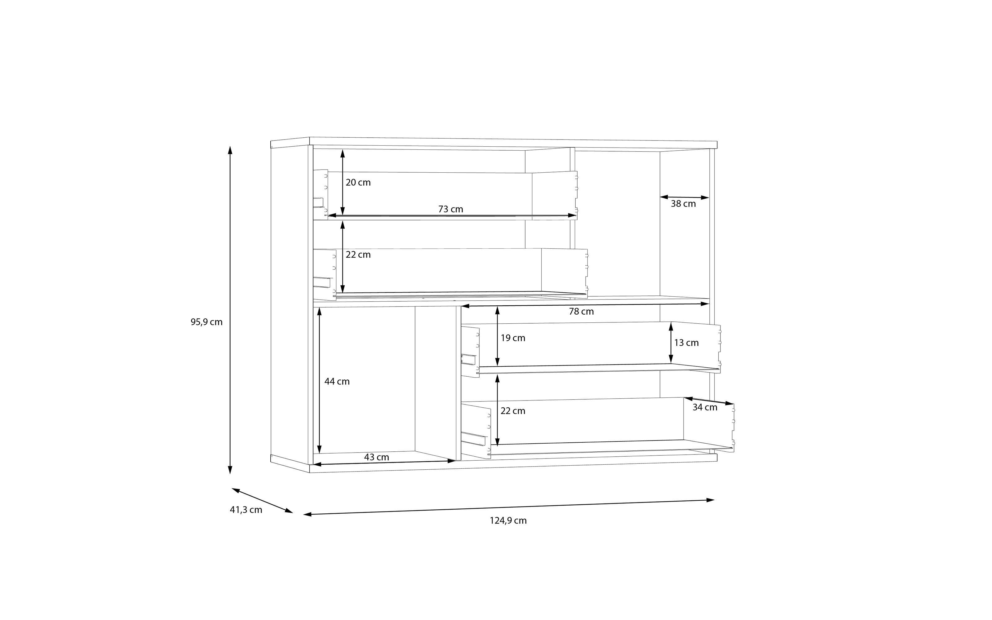 Kommode Skive, Artisan Eiche-Nachbildung/hellgrau