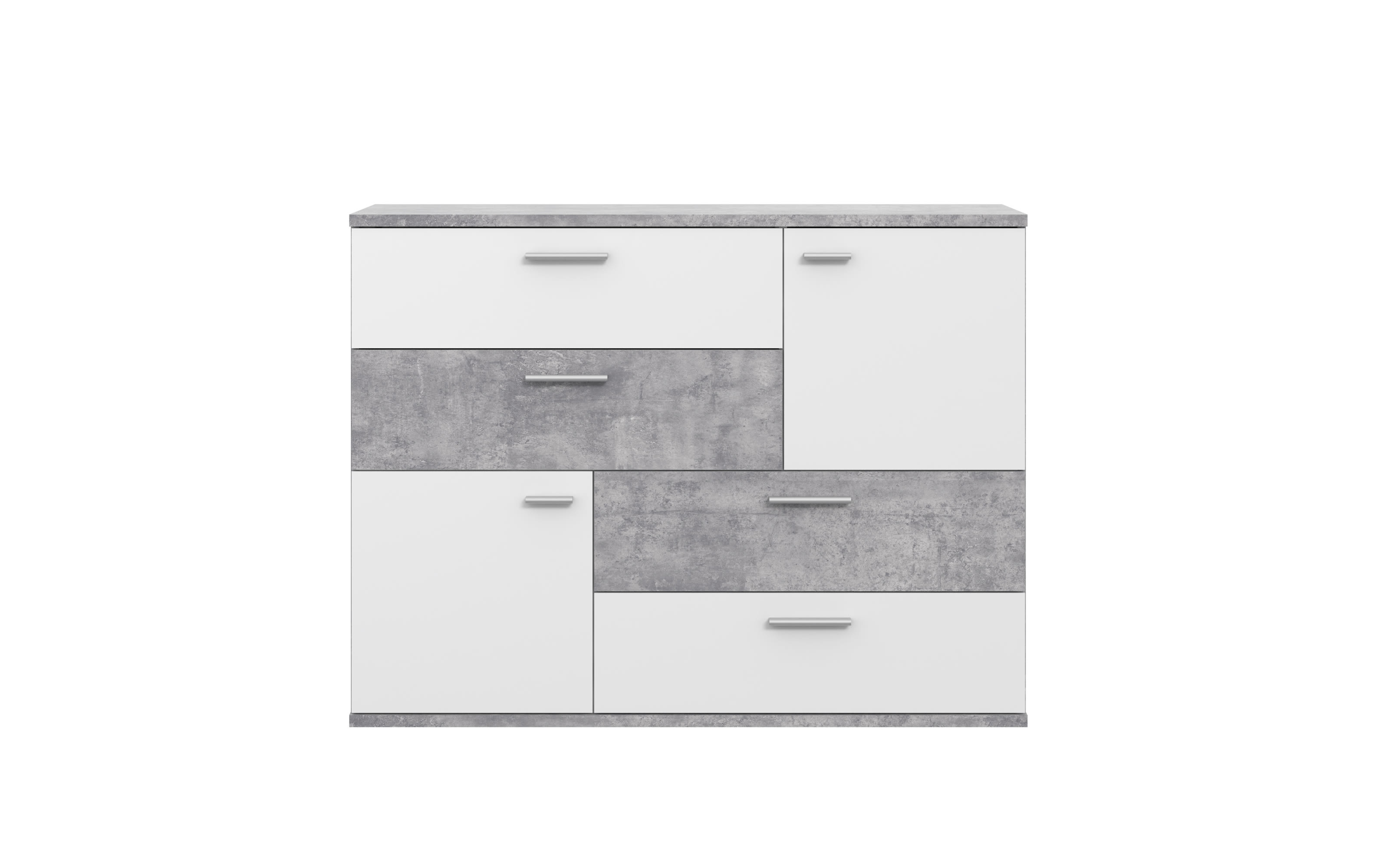 Kommode Skive, Beton-Nachbildung/weiß