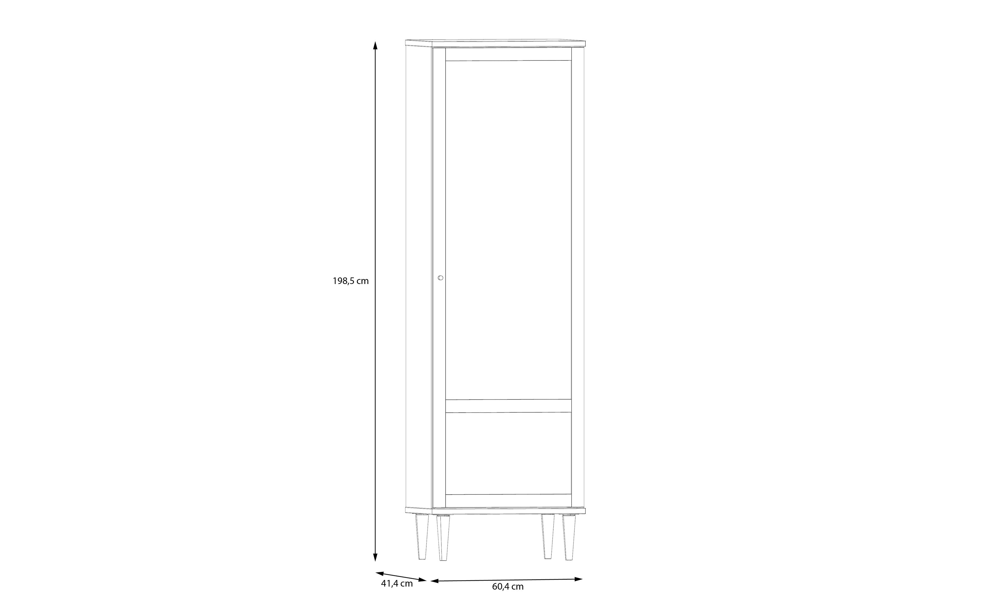 Vitrine Calasetta, Elegania Eiche Nachbildung, 60,4 cm