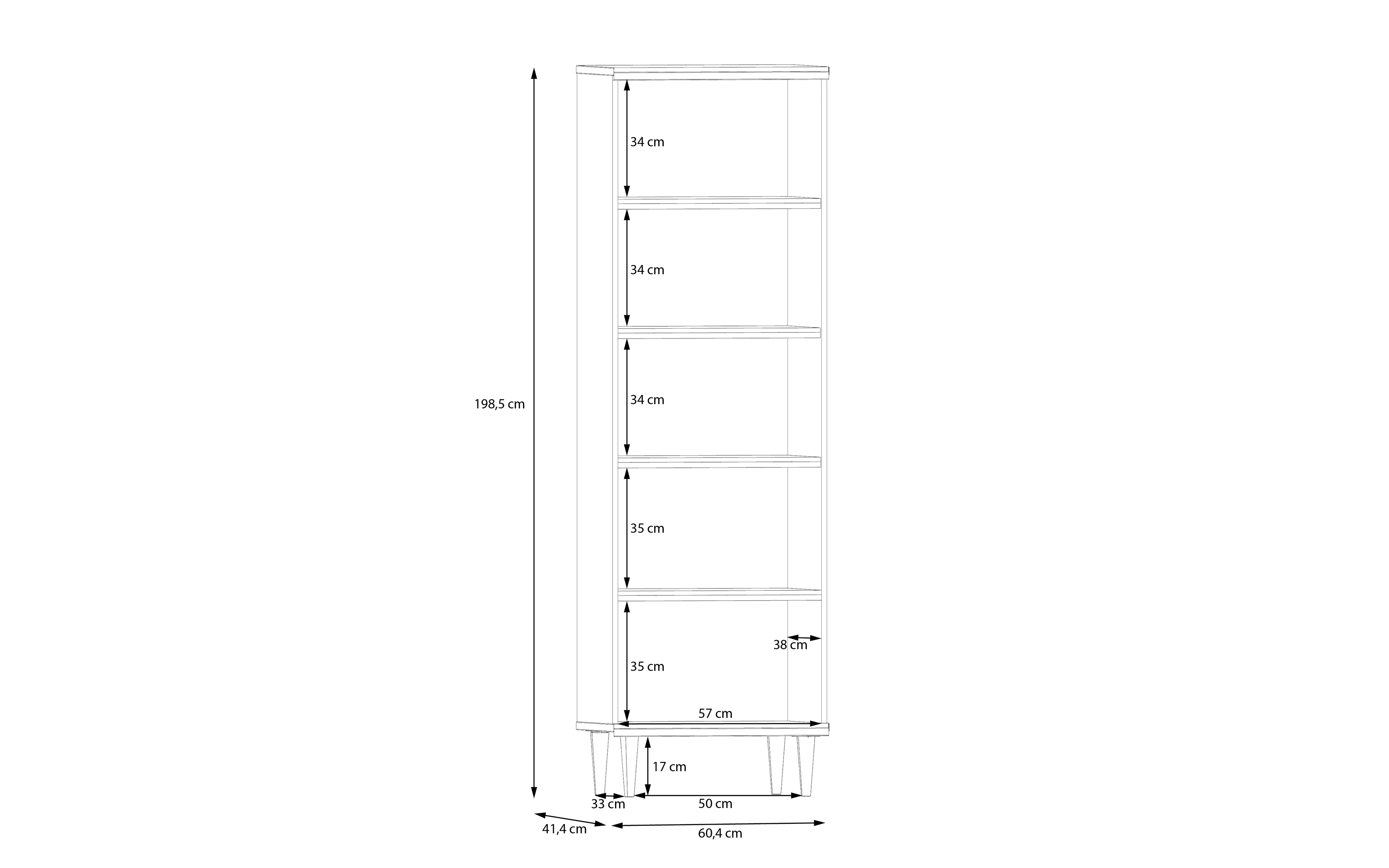 Vitrine Calasetta, Elegania Eiche Nachbildung, 60,4 cm