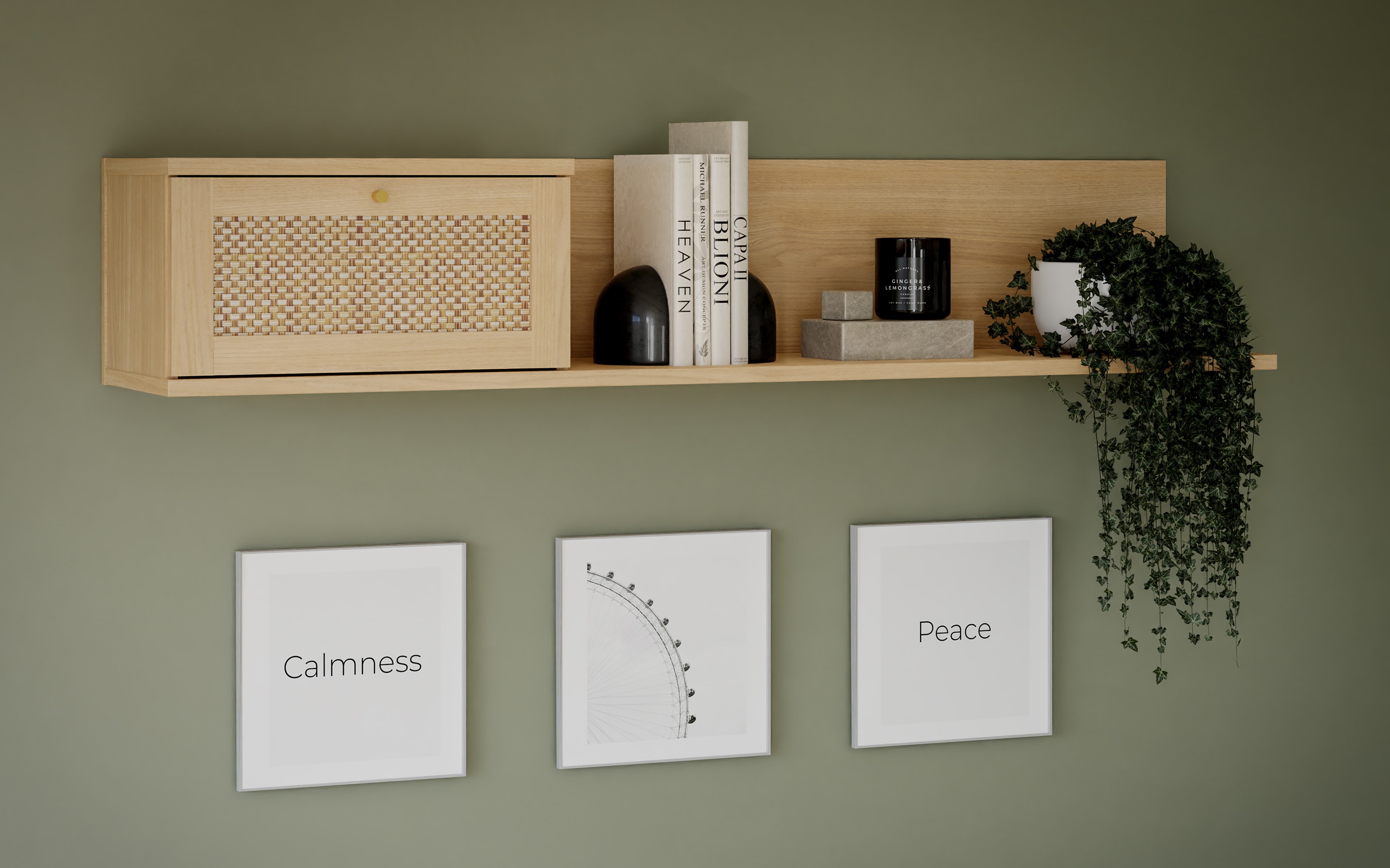 Wandregal Calasetta, Elegania Eiche Nachbildung