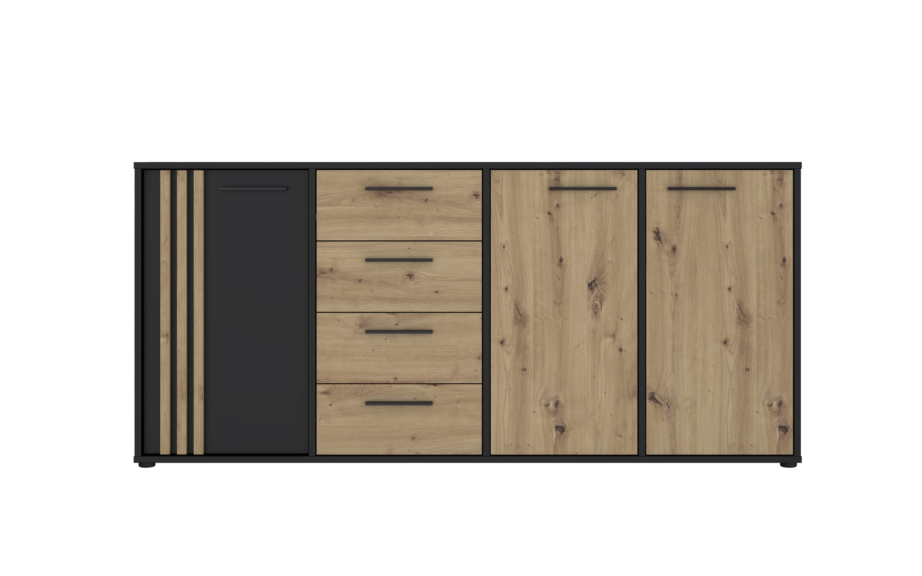Sideboard Cardigan, schwarz/Artisan Eiche-Nachbildung