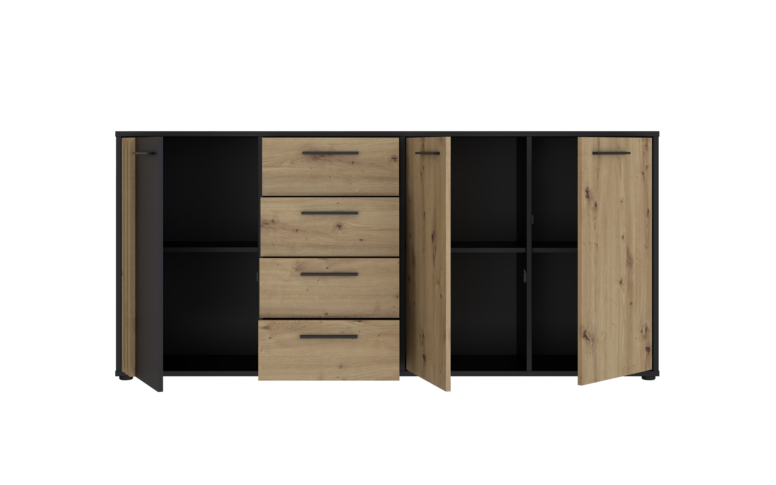 Sideboard Cardigan, schwarz/Artisan Eiche-Nachbildung