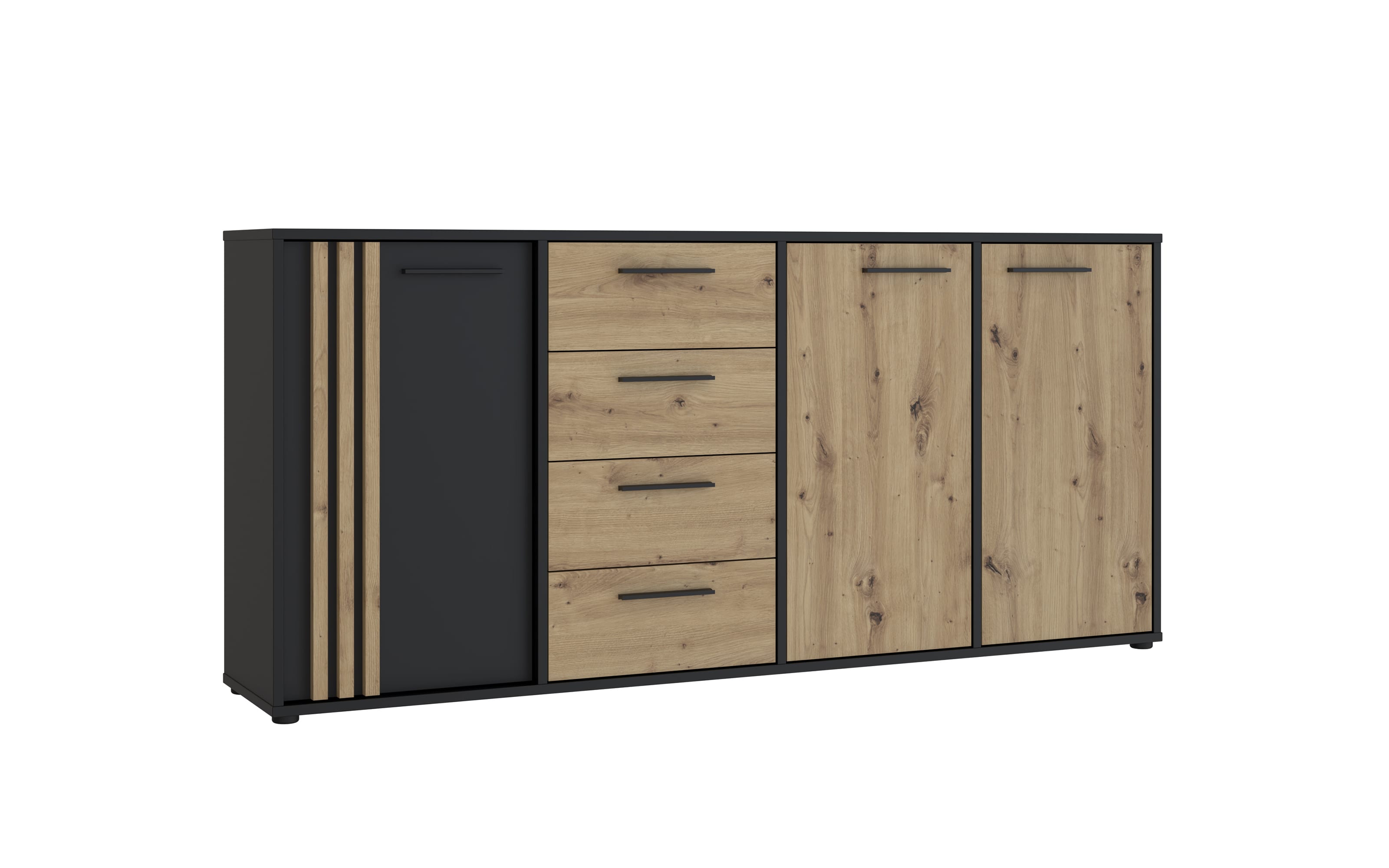 Sideboard Cardigan, schwarz/Artisan Eiche-Nachbildung