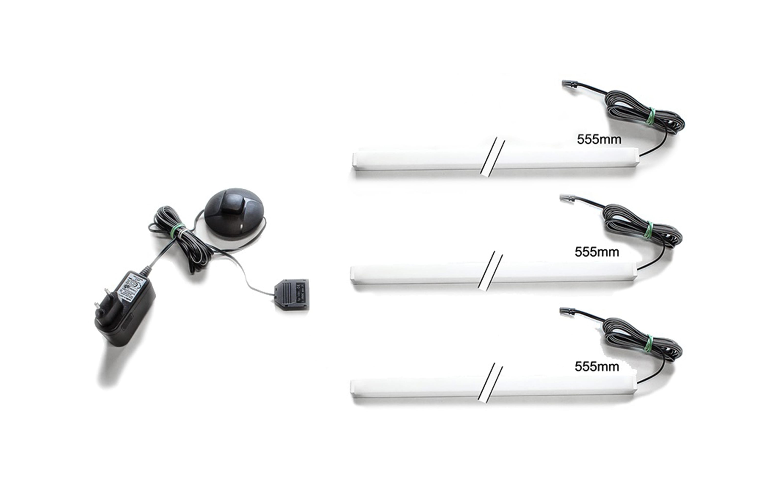 Beleuchtung Duro, warm-weiß, 55,5 cm, 3er Set