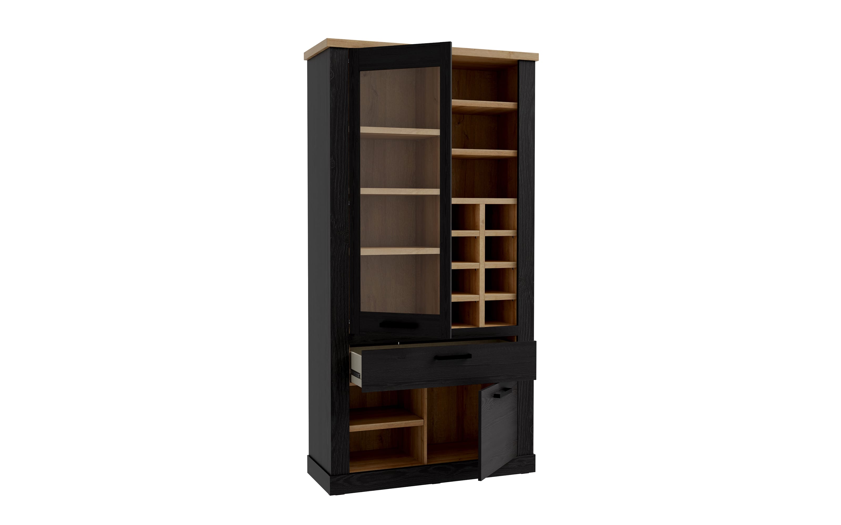Glasvitrine Duro, Riviera Eiche/Cabezone Eiche-Nachbildung, 212 cm