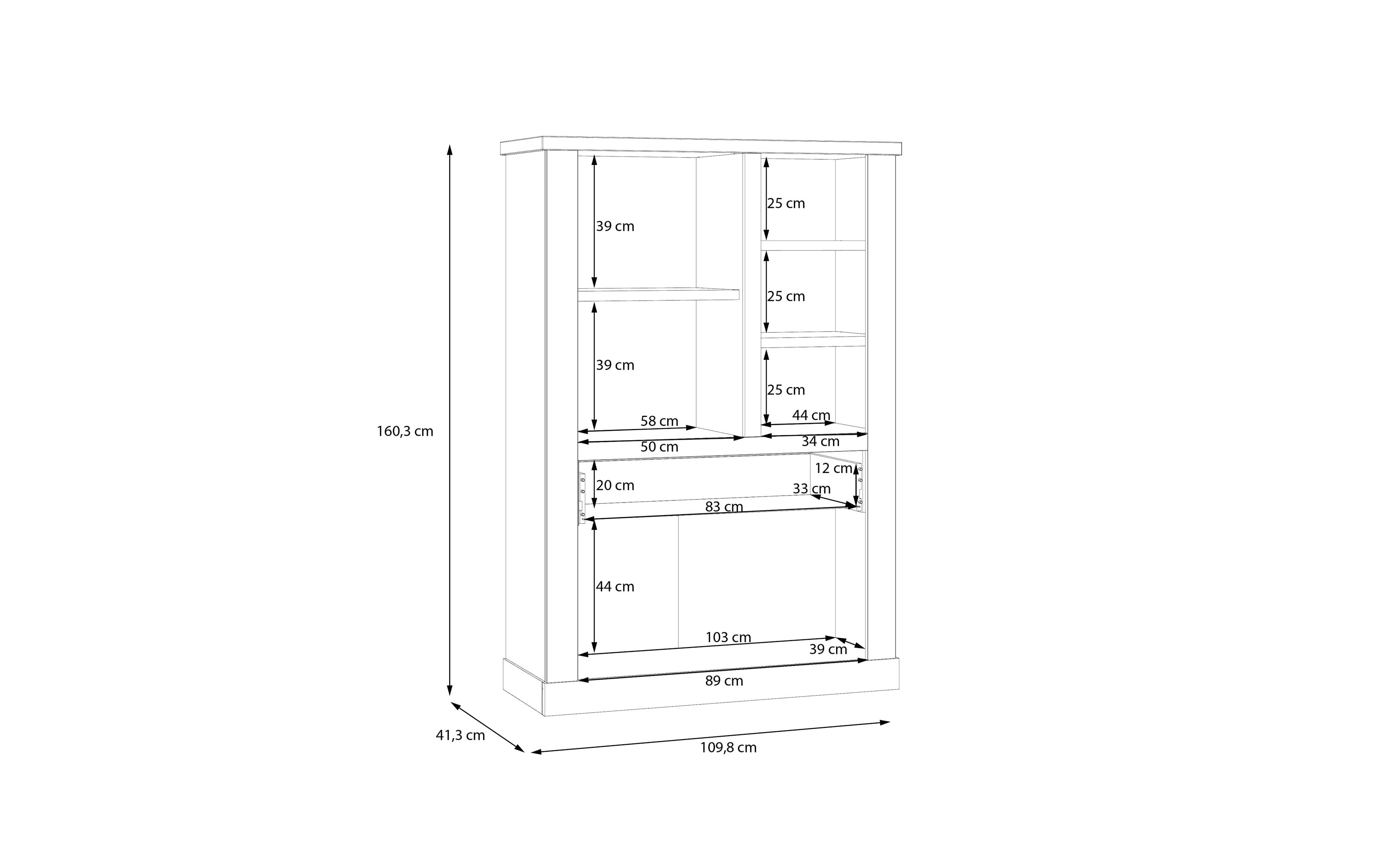 Glasvitrine Duro, Riviera Eiche/Cabezone Eiche-Nachbildung, 160,3 cm