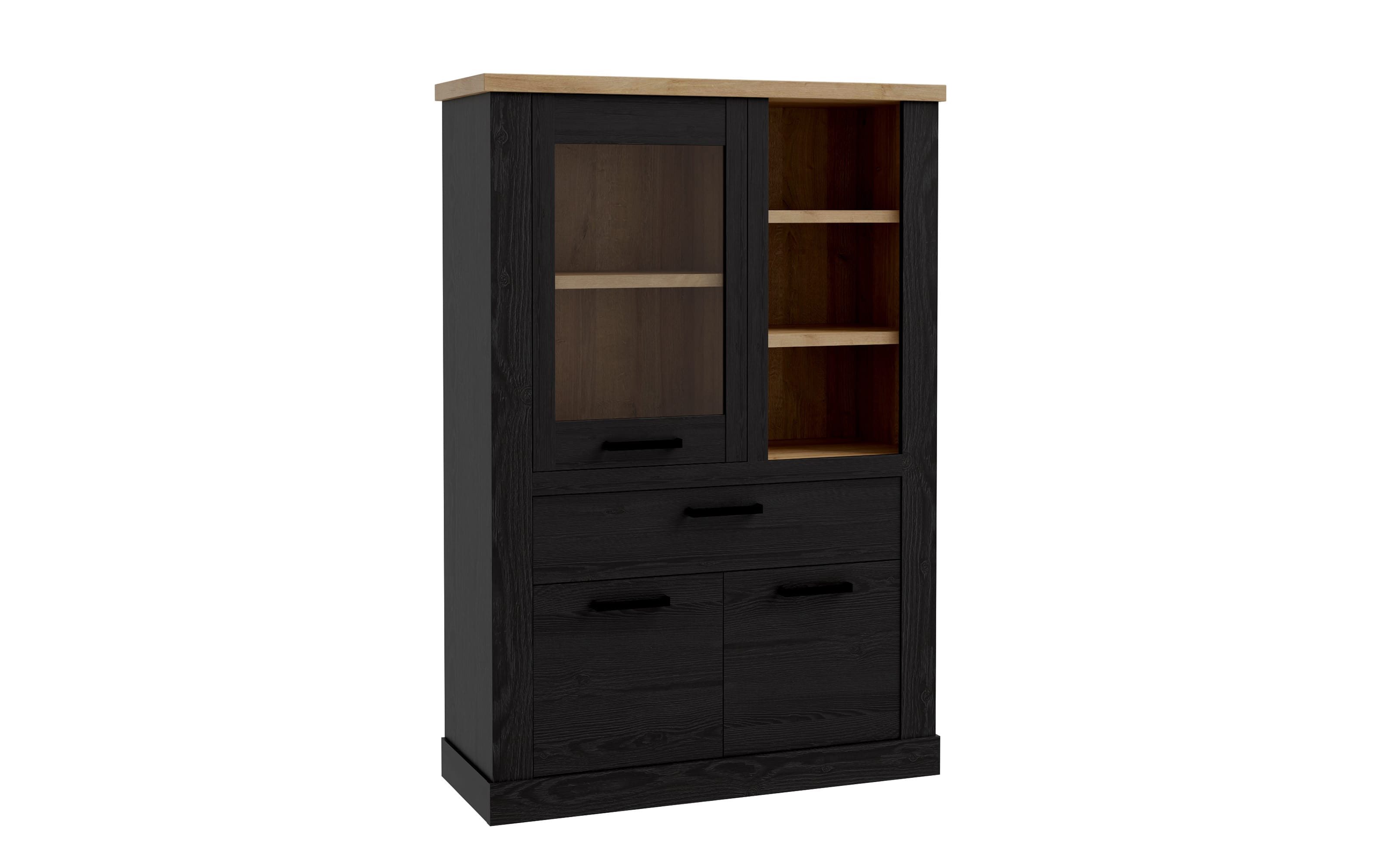 Glasvitrine Duro, Riviera Eiche/Cabezone Eiche-Nachbildung, 160,3 cm