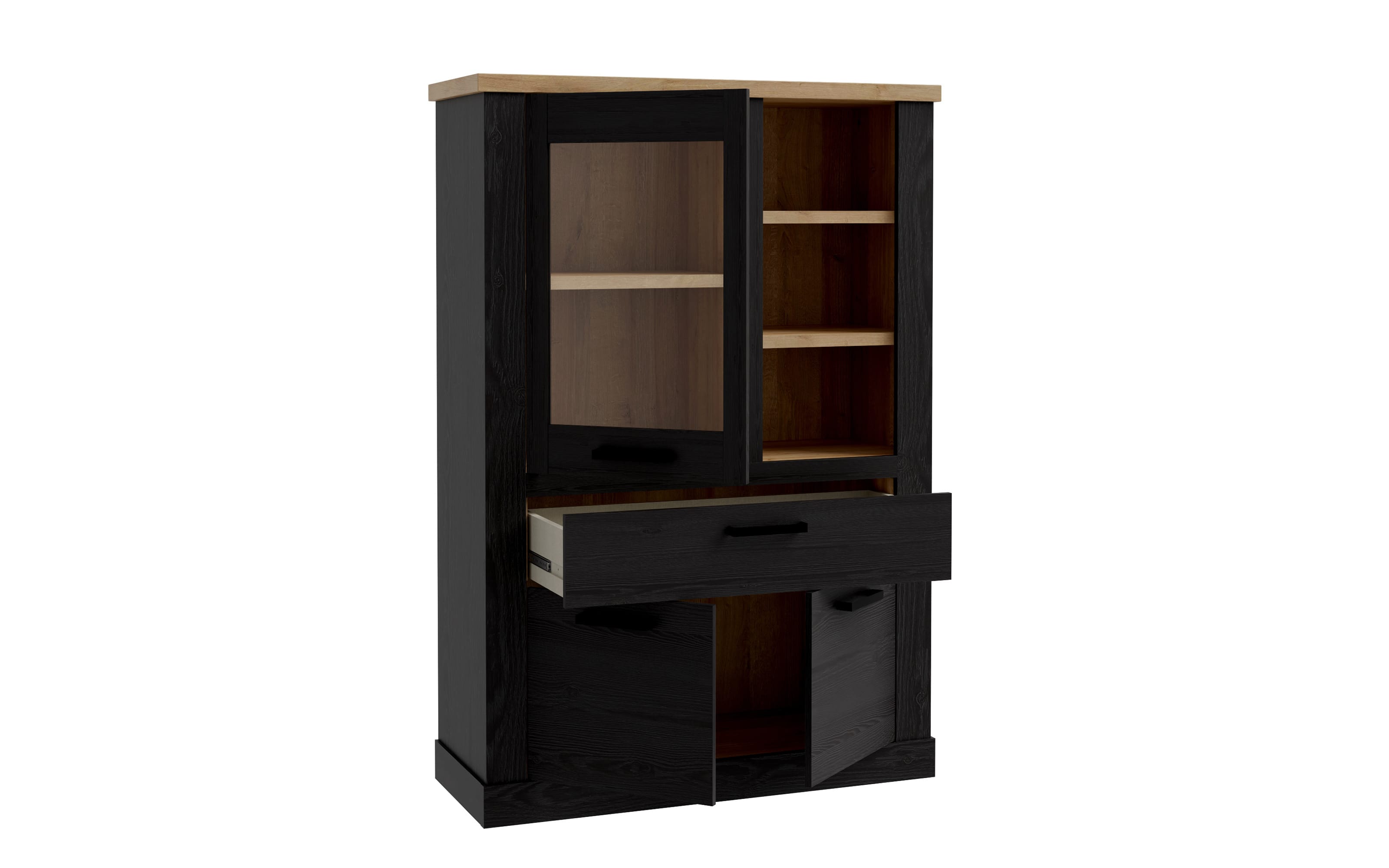 Glasvitrine Duro, Riviera Eiche/Cabezone Eiche-Nachbildung, 160,3 cm