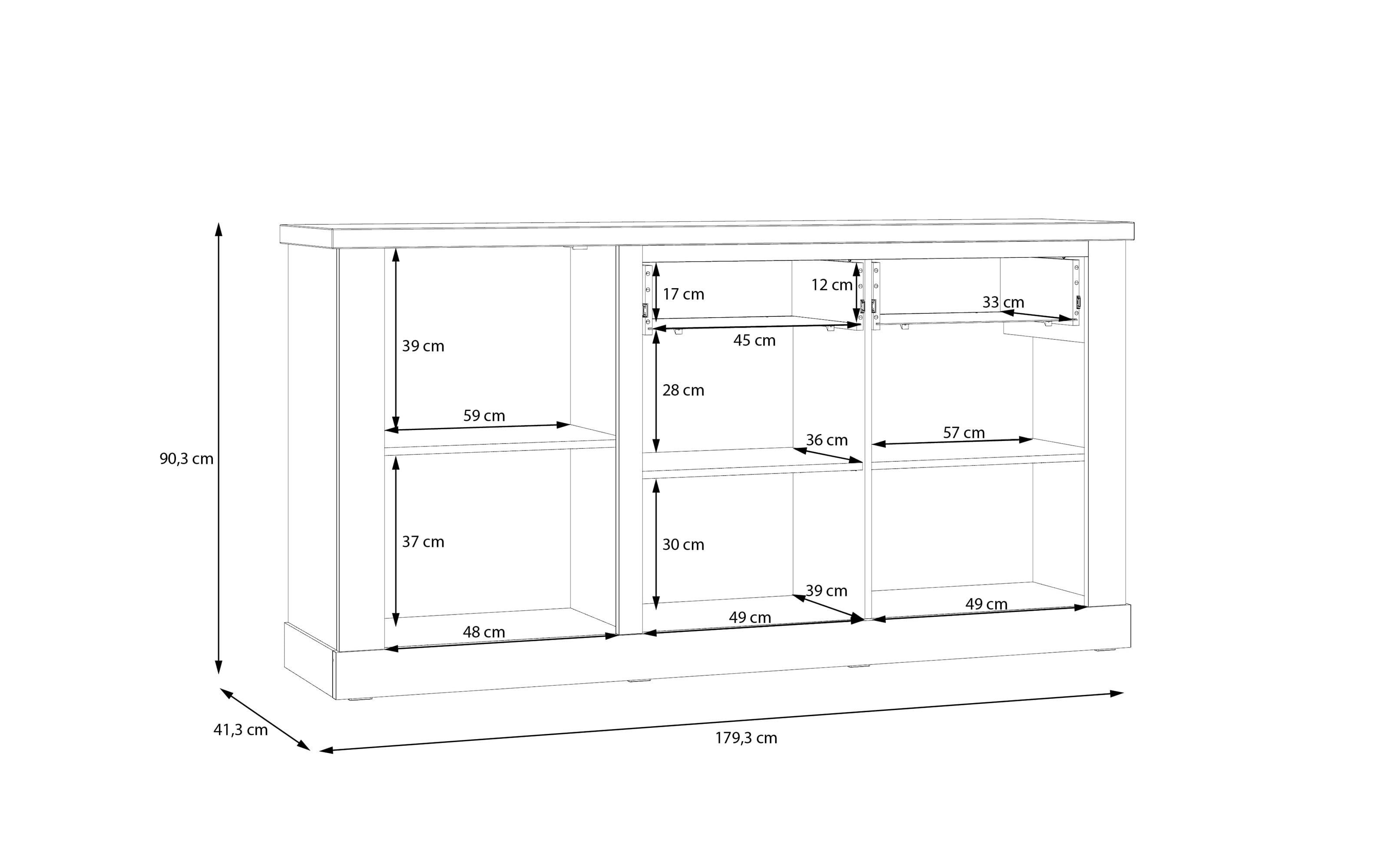 Sideboard Duro, Riviera Eiche/Cabezone Eiche-Nachbildung, 173,9 cm