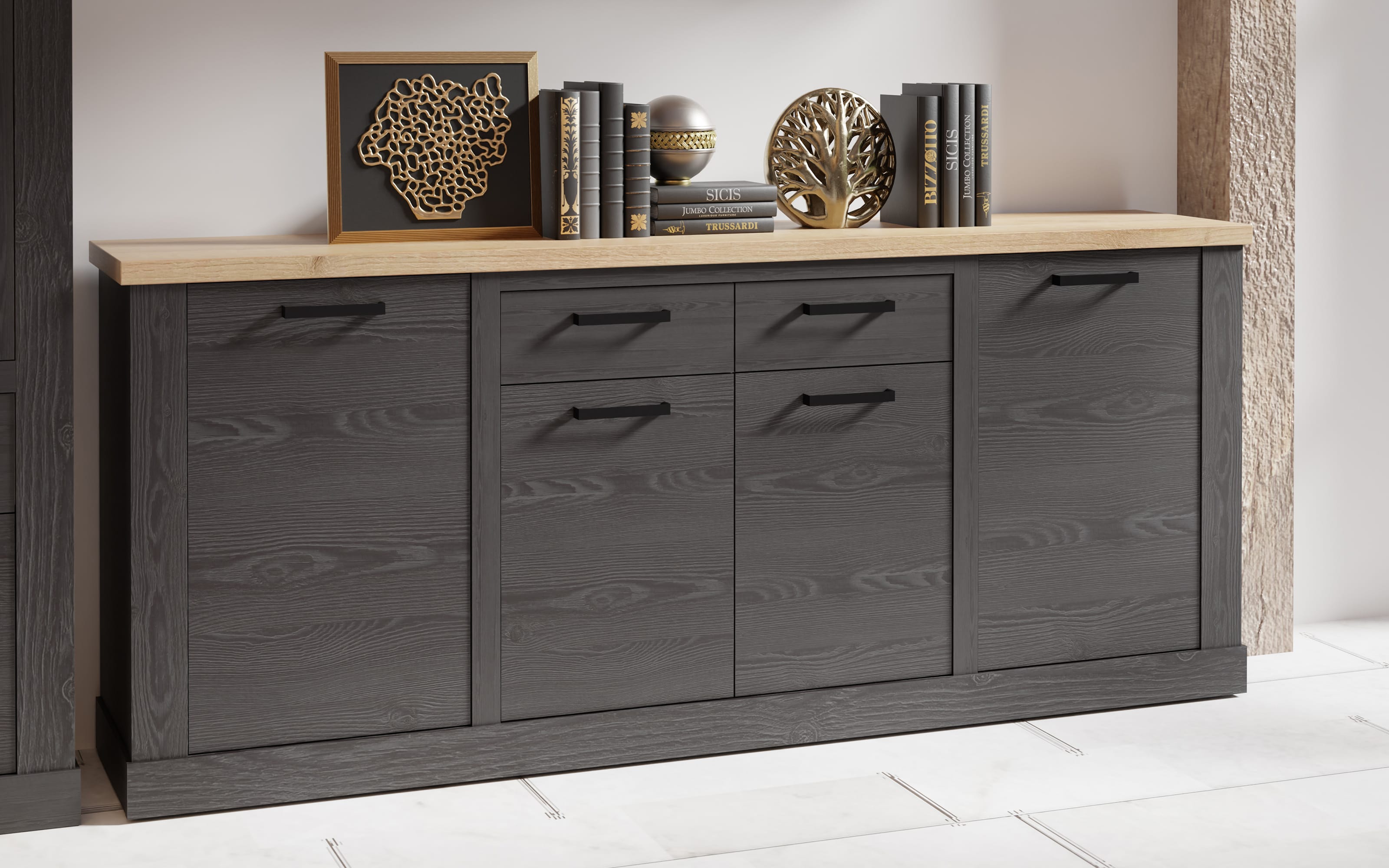 Sideboard Duro, Riviera Eiche/Cabezone Eiche-Nachbildung, 212,9 cm