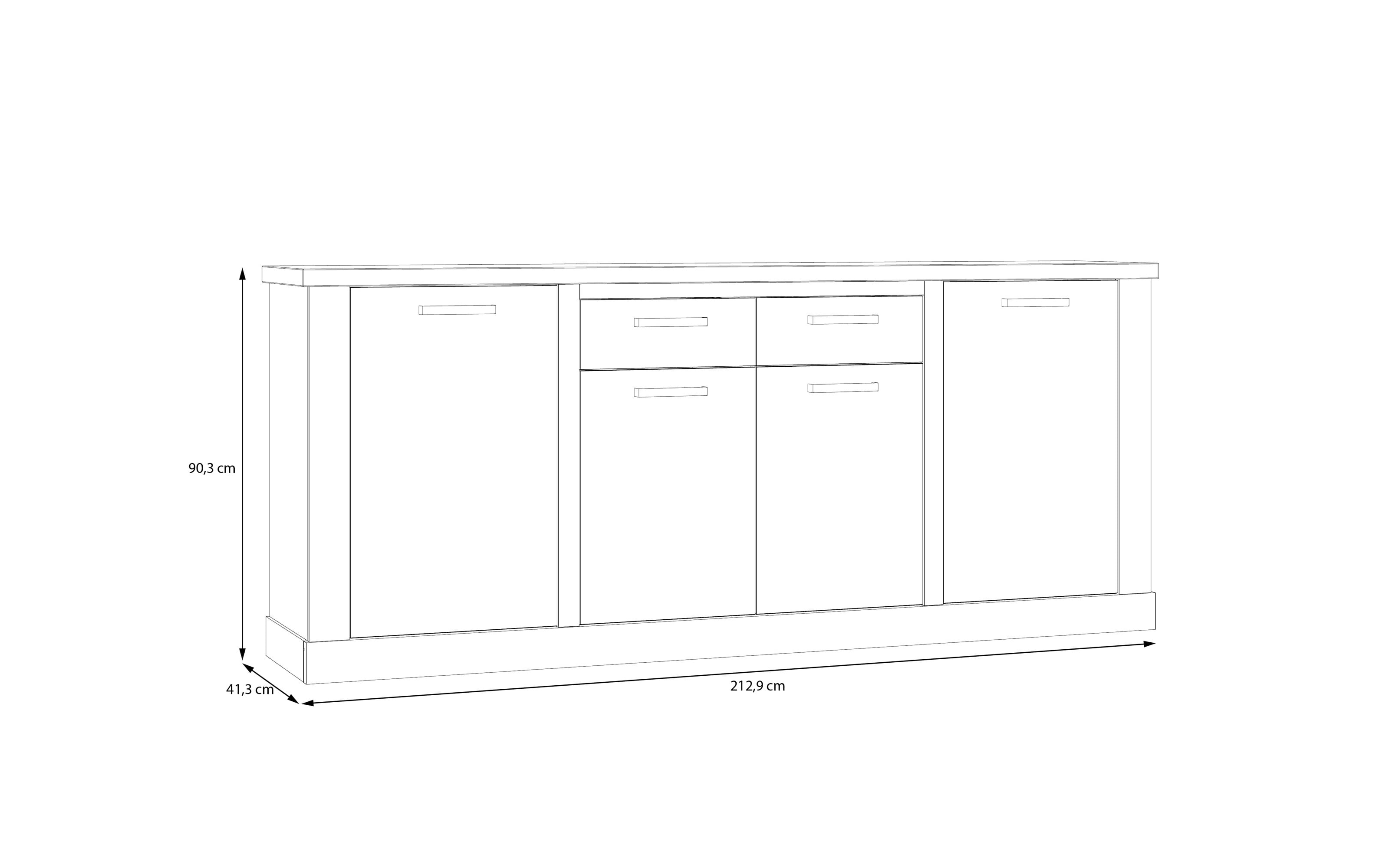 Sideboard Duro, Riviera Eiche/Cabezone Eiche-Nachbildung, 212,9 cm