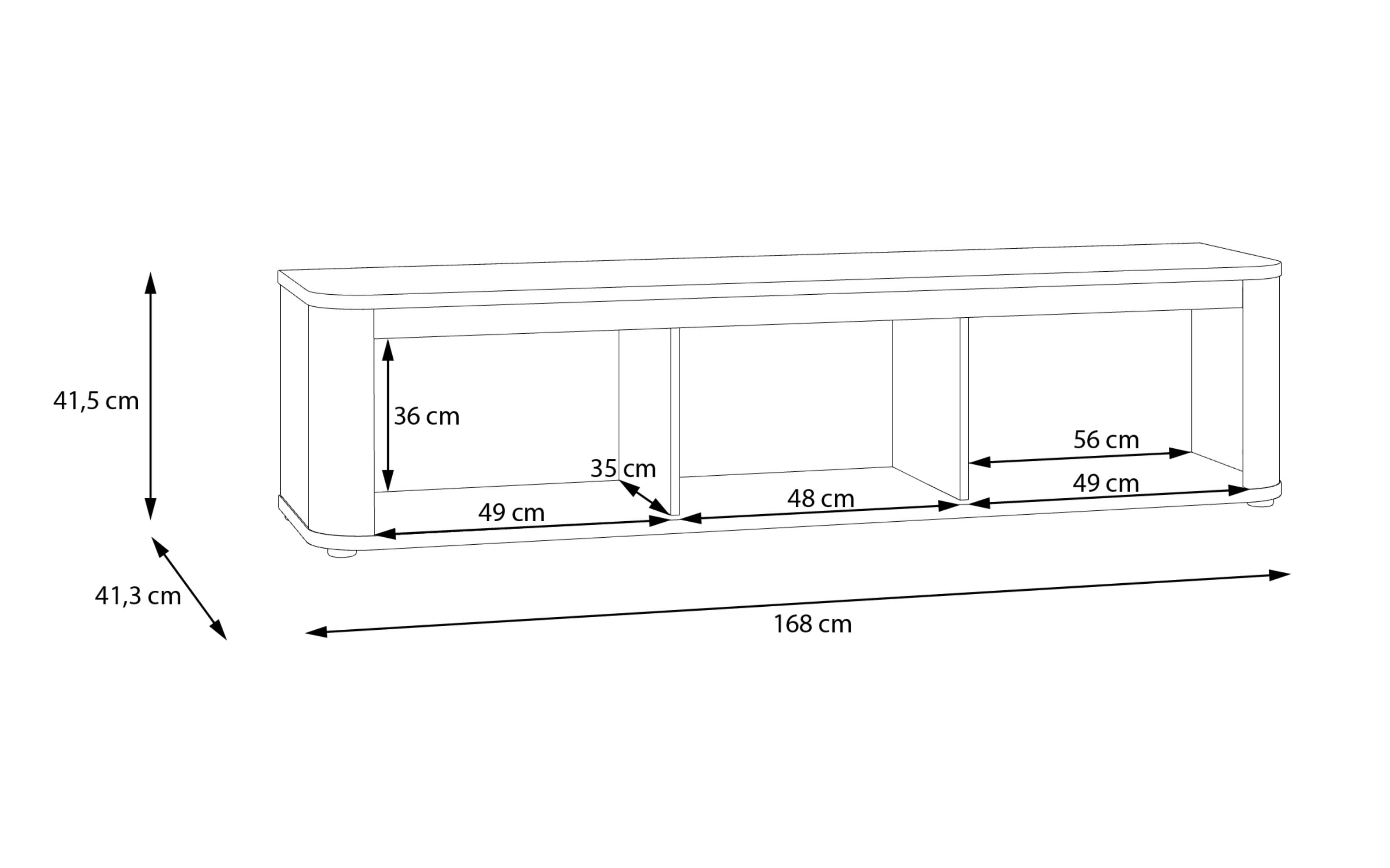 TV-Unterschrank Breathtaker, Cabezone Eiche/schwarz, 168 cm