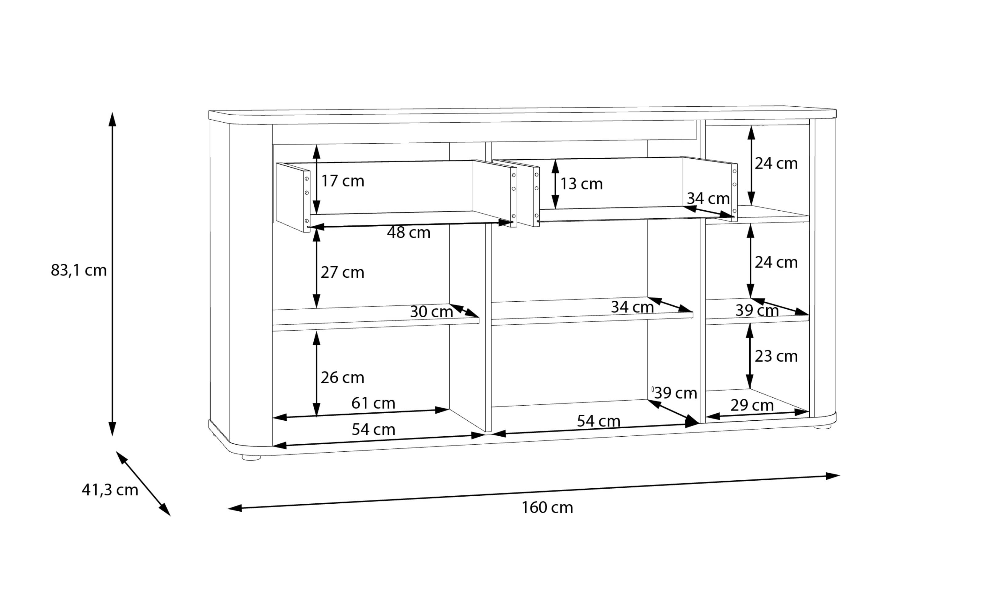 Sideboard Breathtaker, Mauvelle Eiche-Nachbildung/schwarz