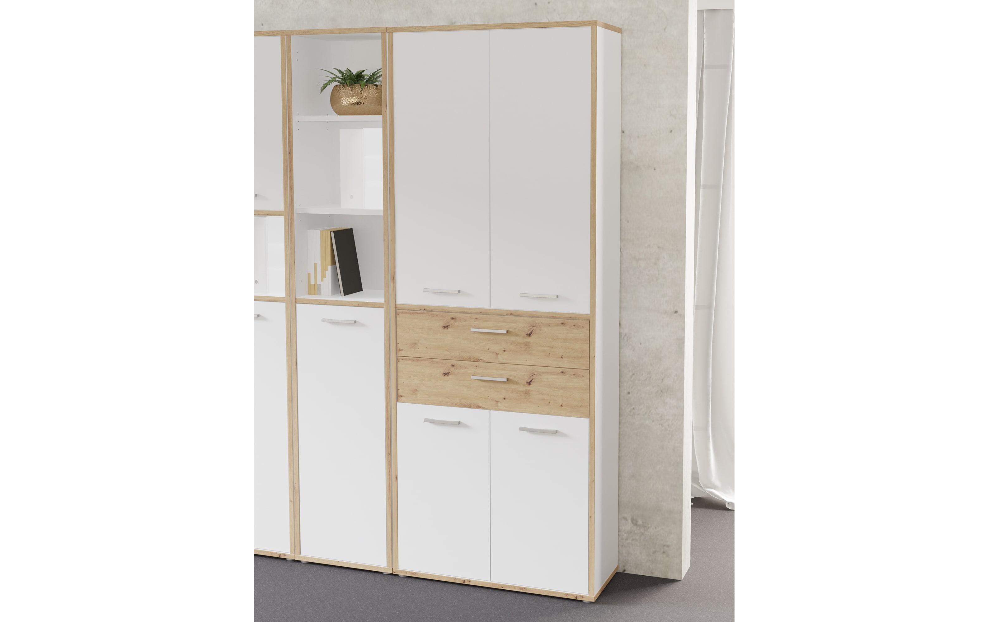 Aktenschrank Keflavik, Artisan Eiche-Nachbildung/weiß