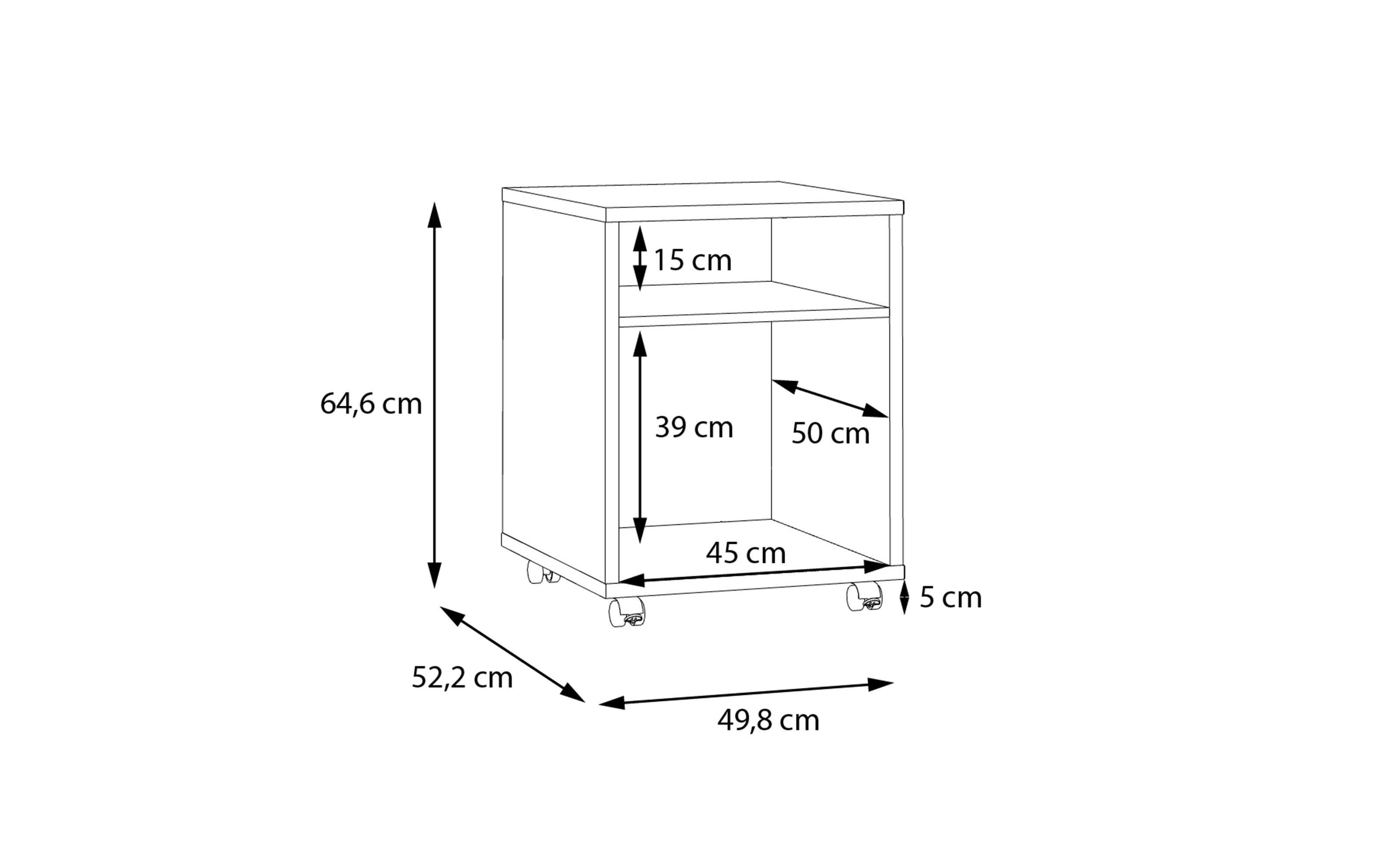 Rollcontainer Keflavik, Artisan Eiche-Nachbildung/weiß
