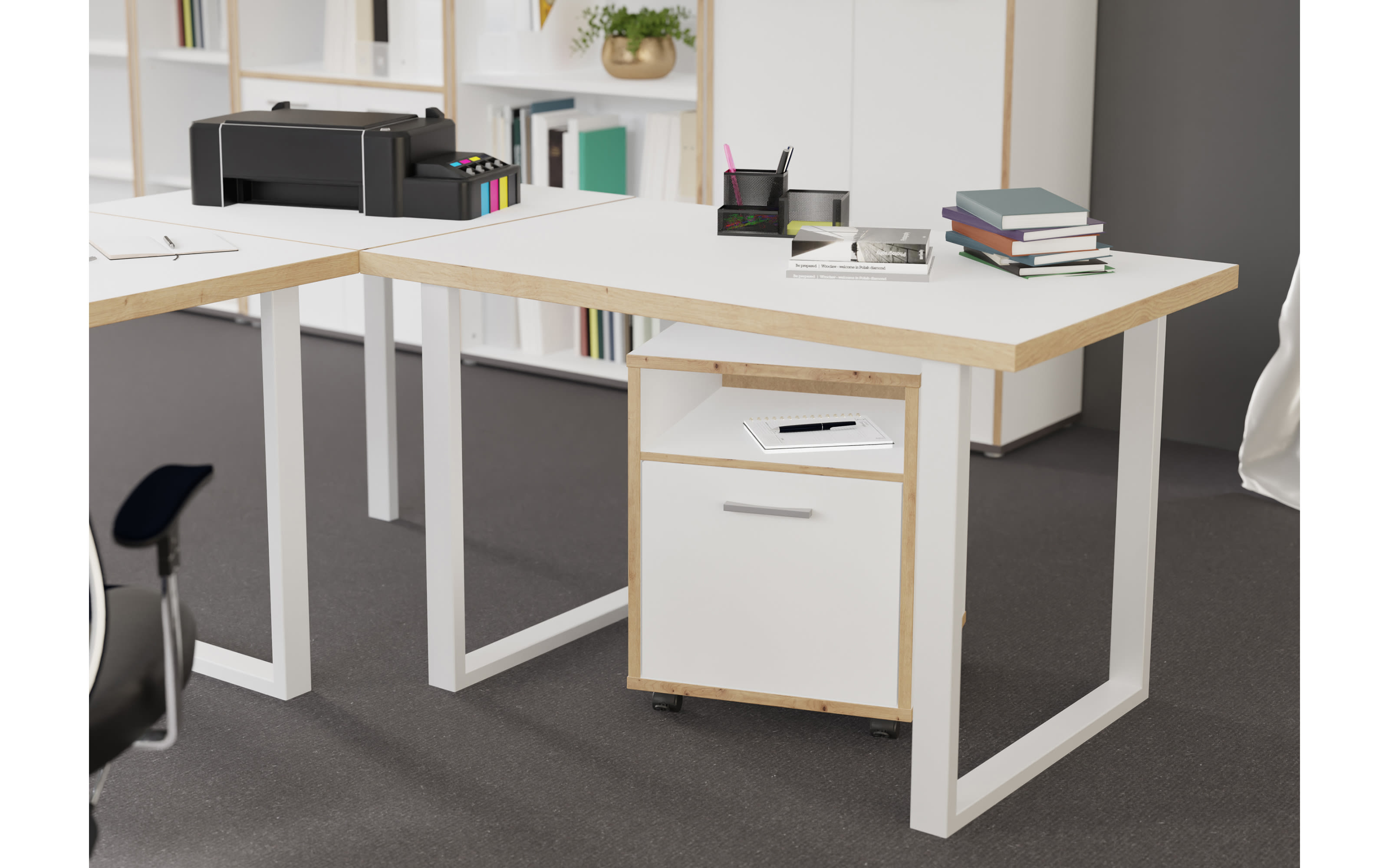 Schreibtisch Keflavik, Artisan Eiche-Nachbildung/weiß, 160 cm