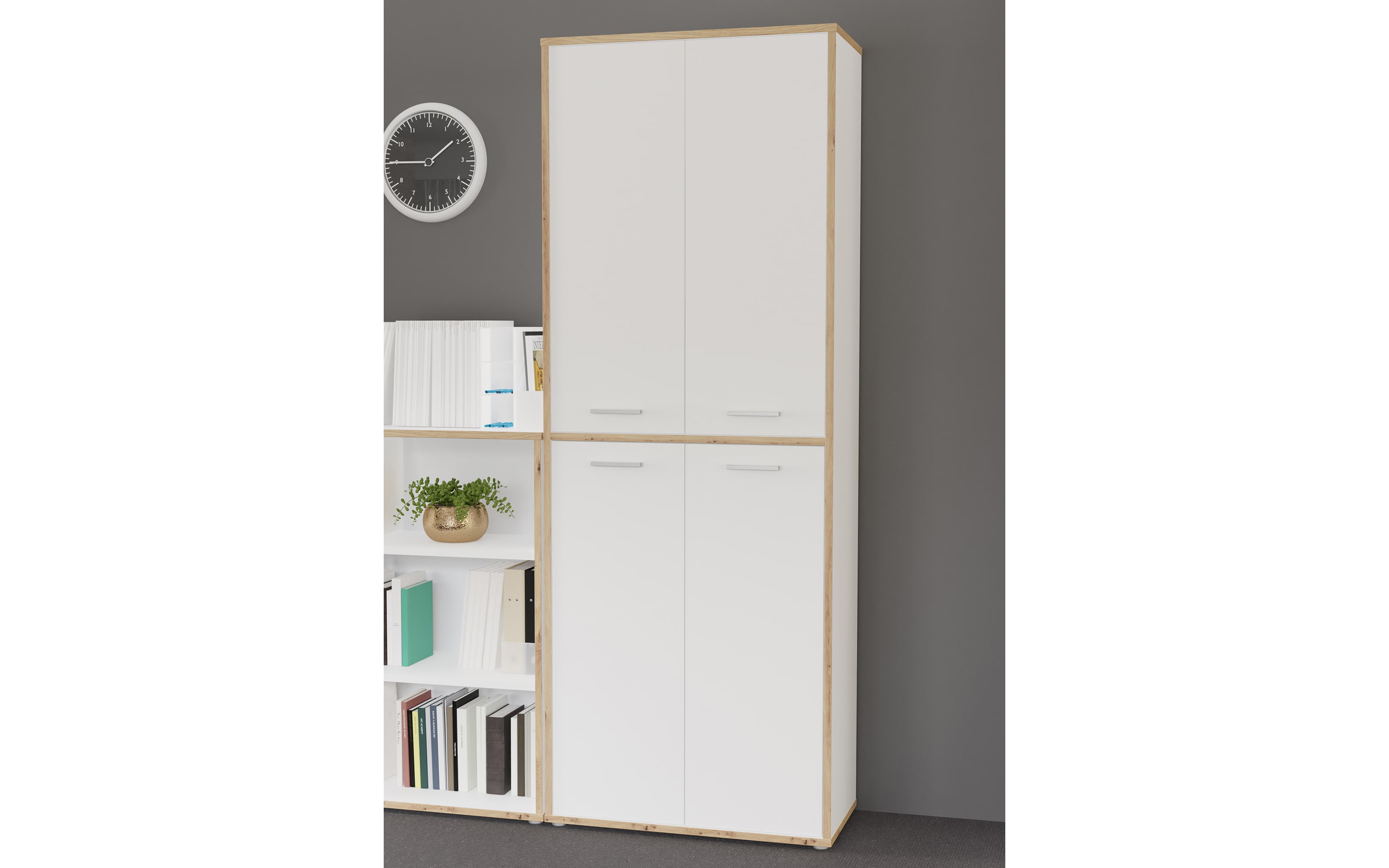 Aktenschrank Keflavik, Artisan Eiche-Nachbildung/weiß