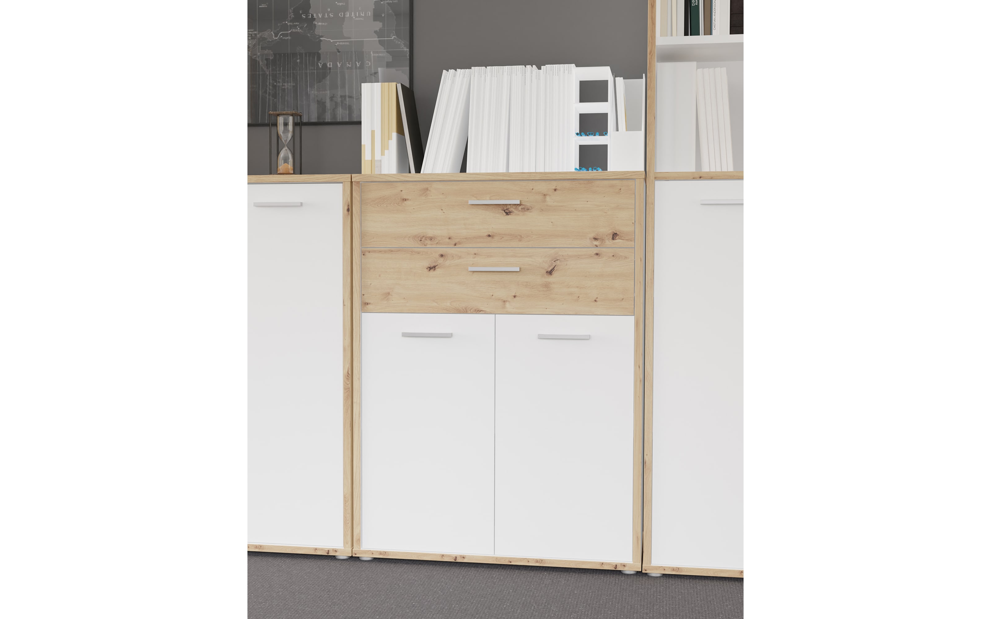 Kommode Keflavik, Artisan Eiche-Nachbildung/weiß