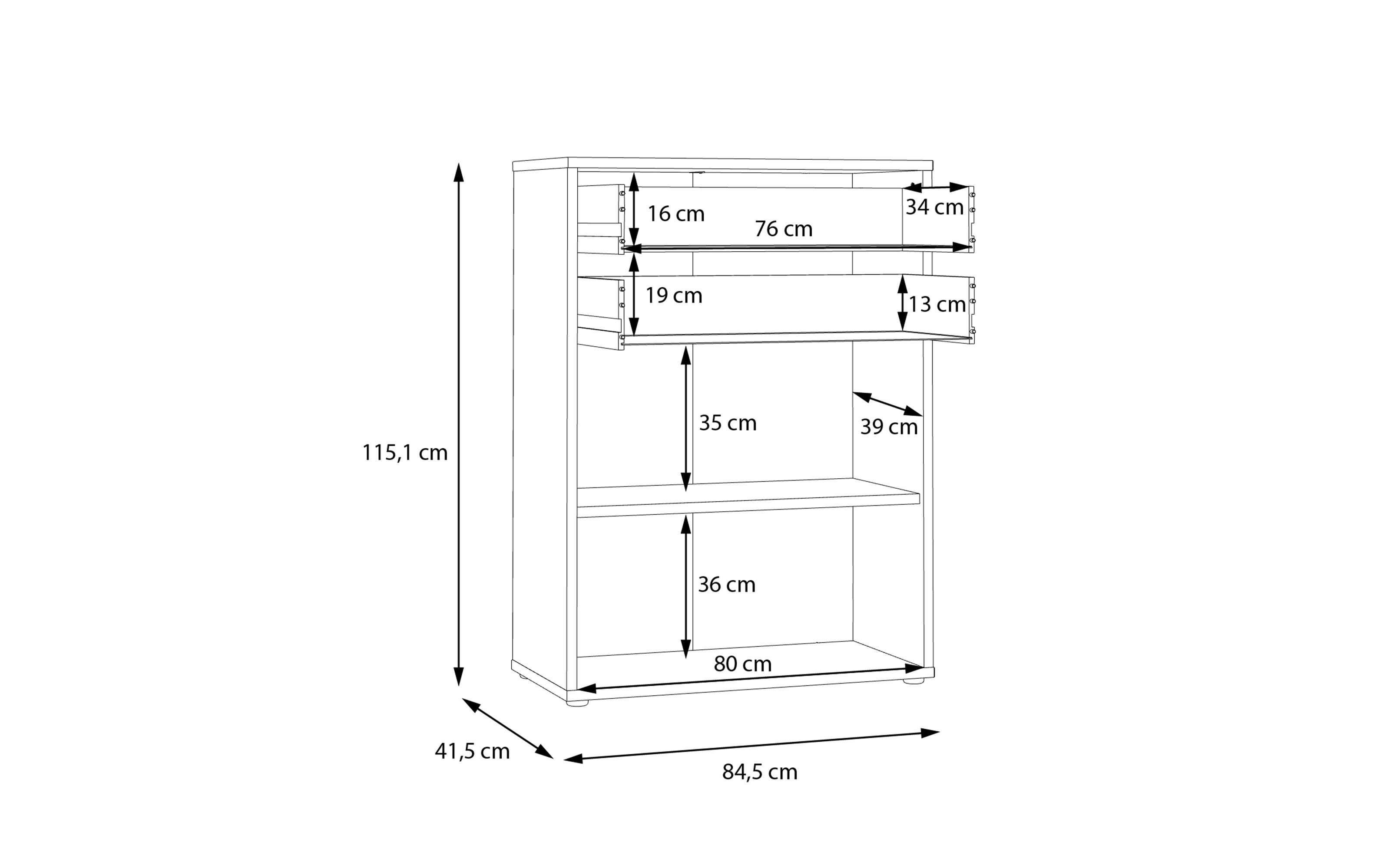 Kommode Keflavik, Artisan Eiche-Nachbildung/weiß
