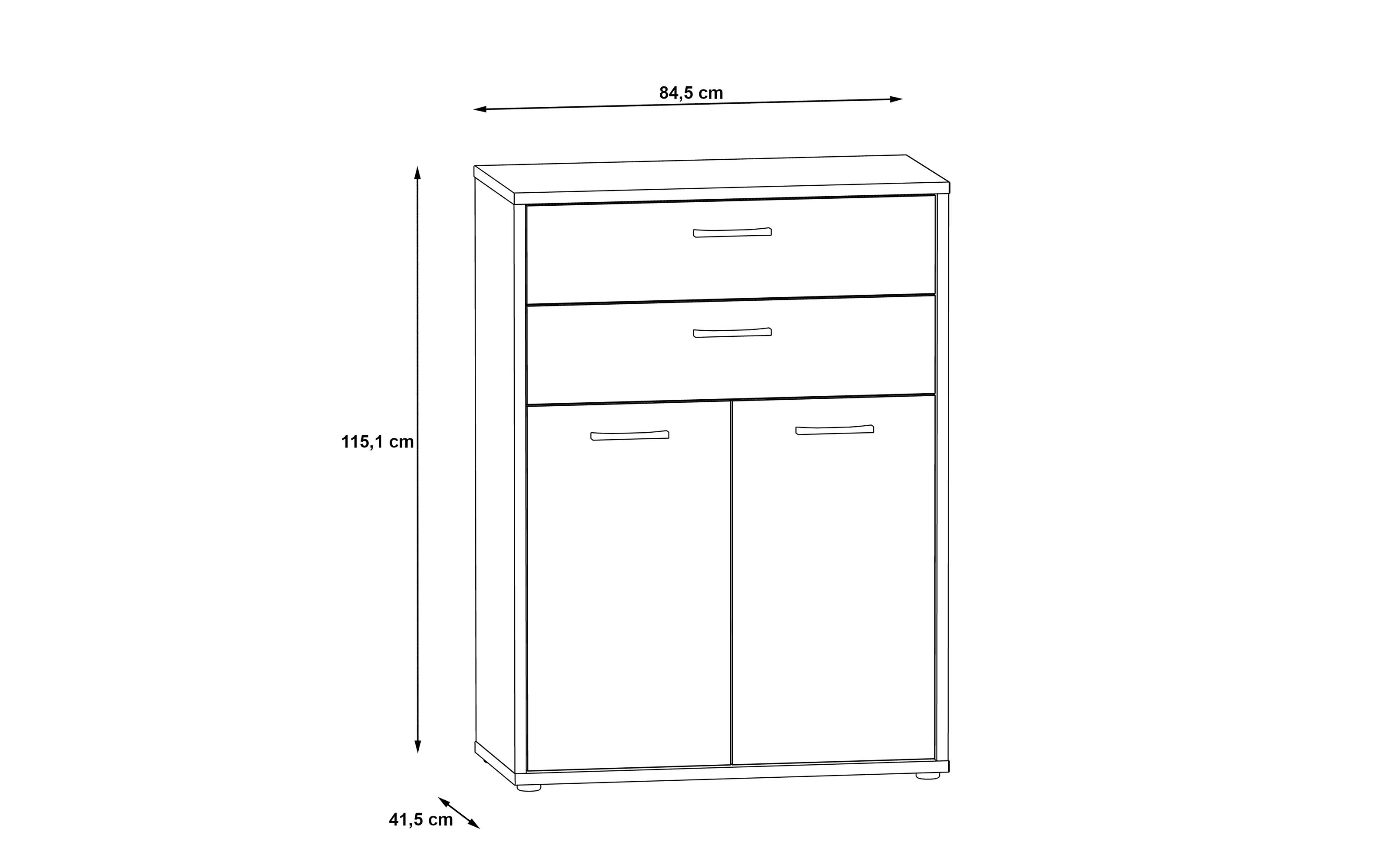 Kommode Keflavik, grau/weiß