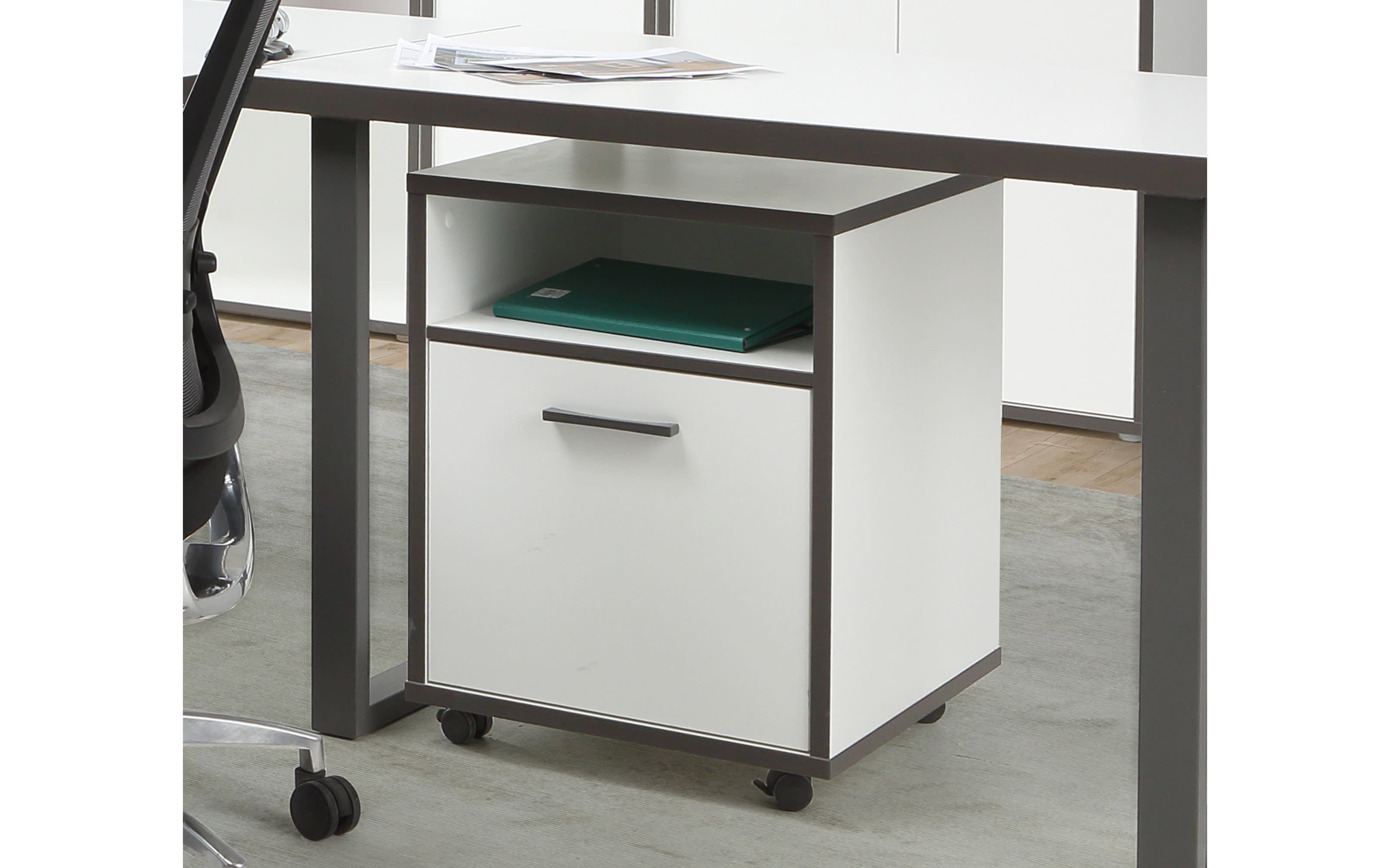 Rollcontainer Keflavik, grau/weiß