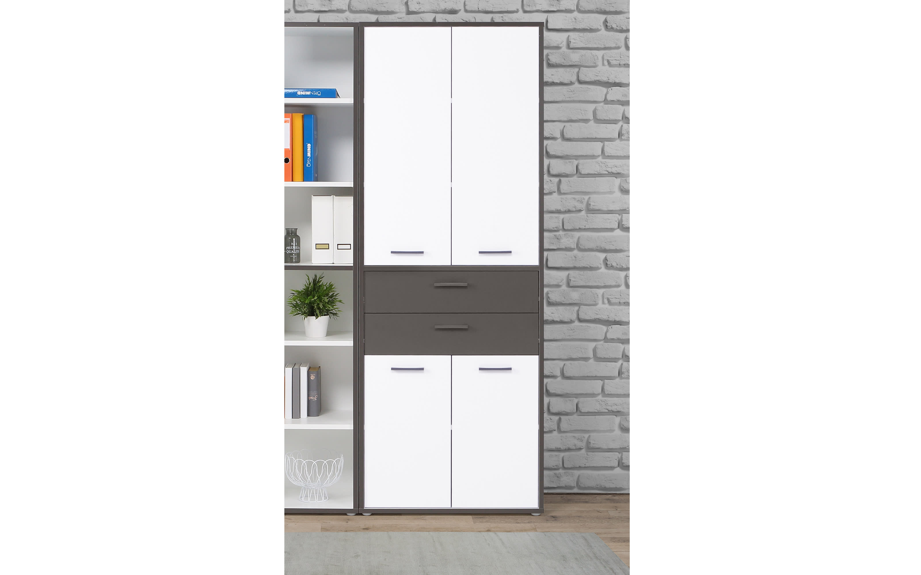 Aktenschrank Keflavik, grau/weiß