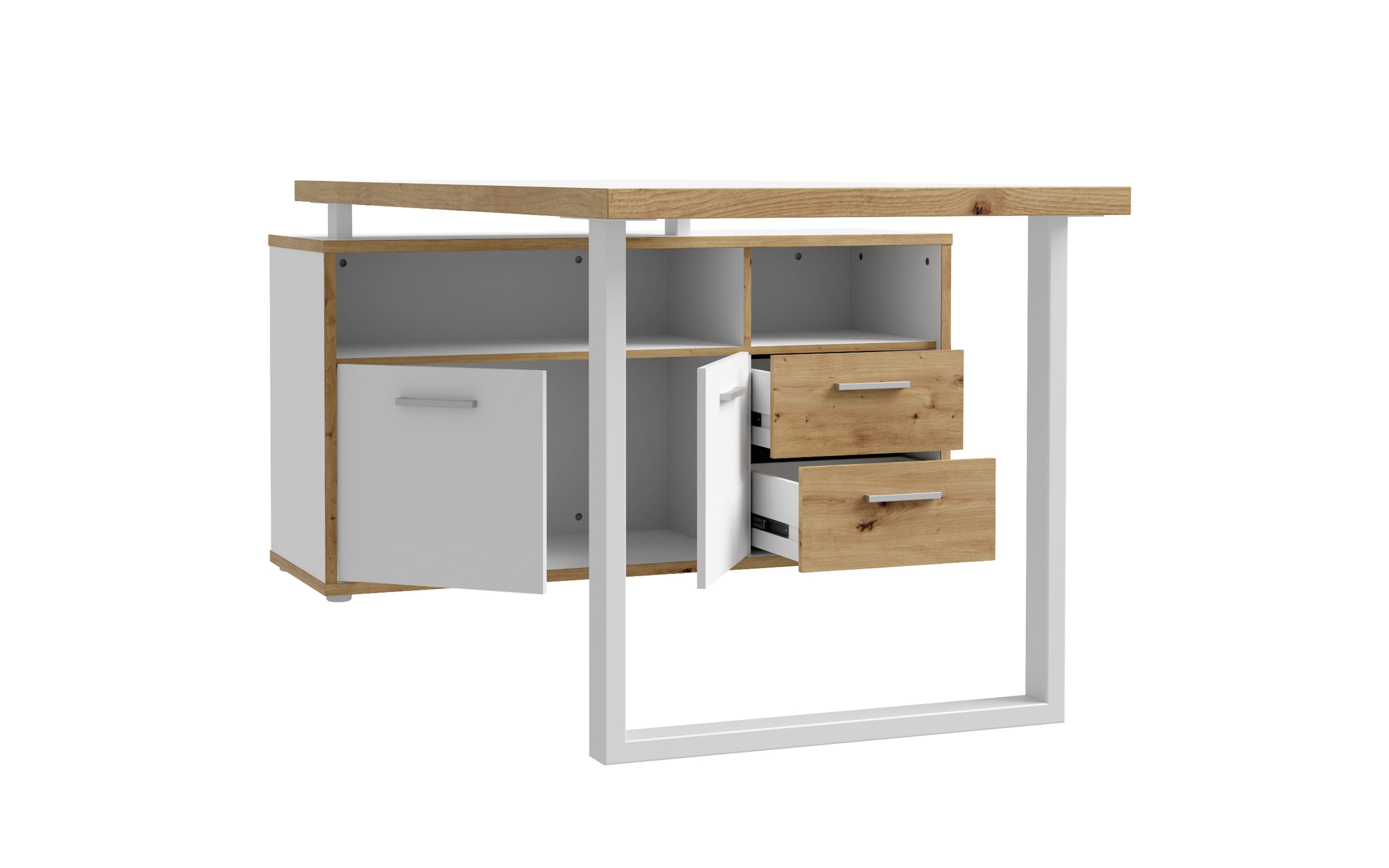 Schreibtisch Keflavik, Artisan Eiche-Nachbildung/weiß