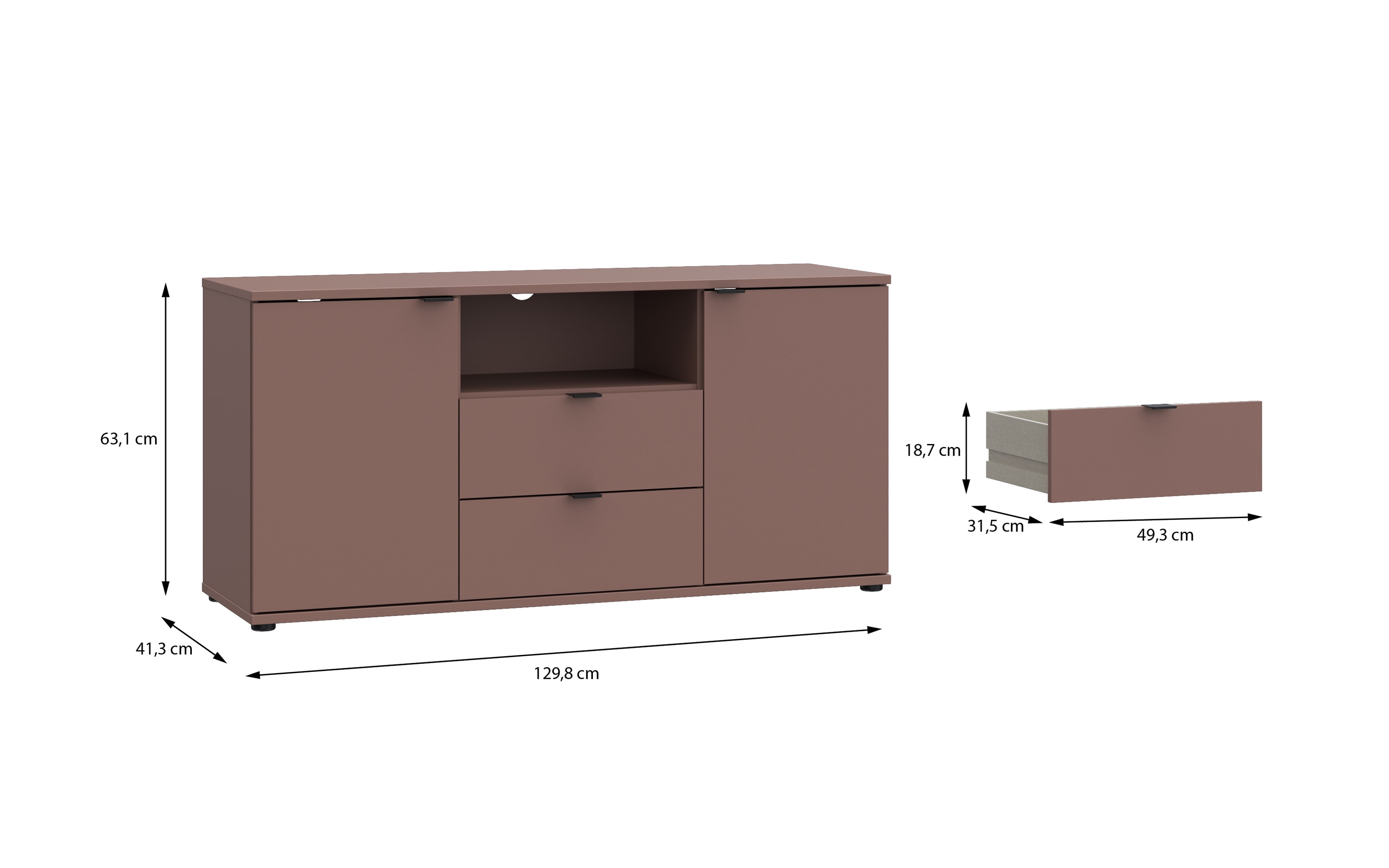 TV-Unterschrank Ganymede, terracotta, 63,1 cm