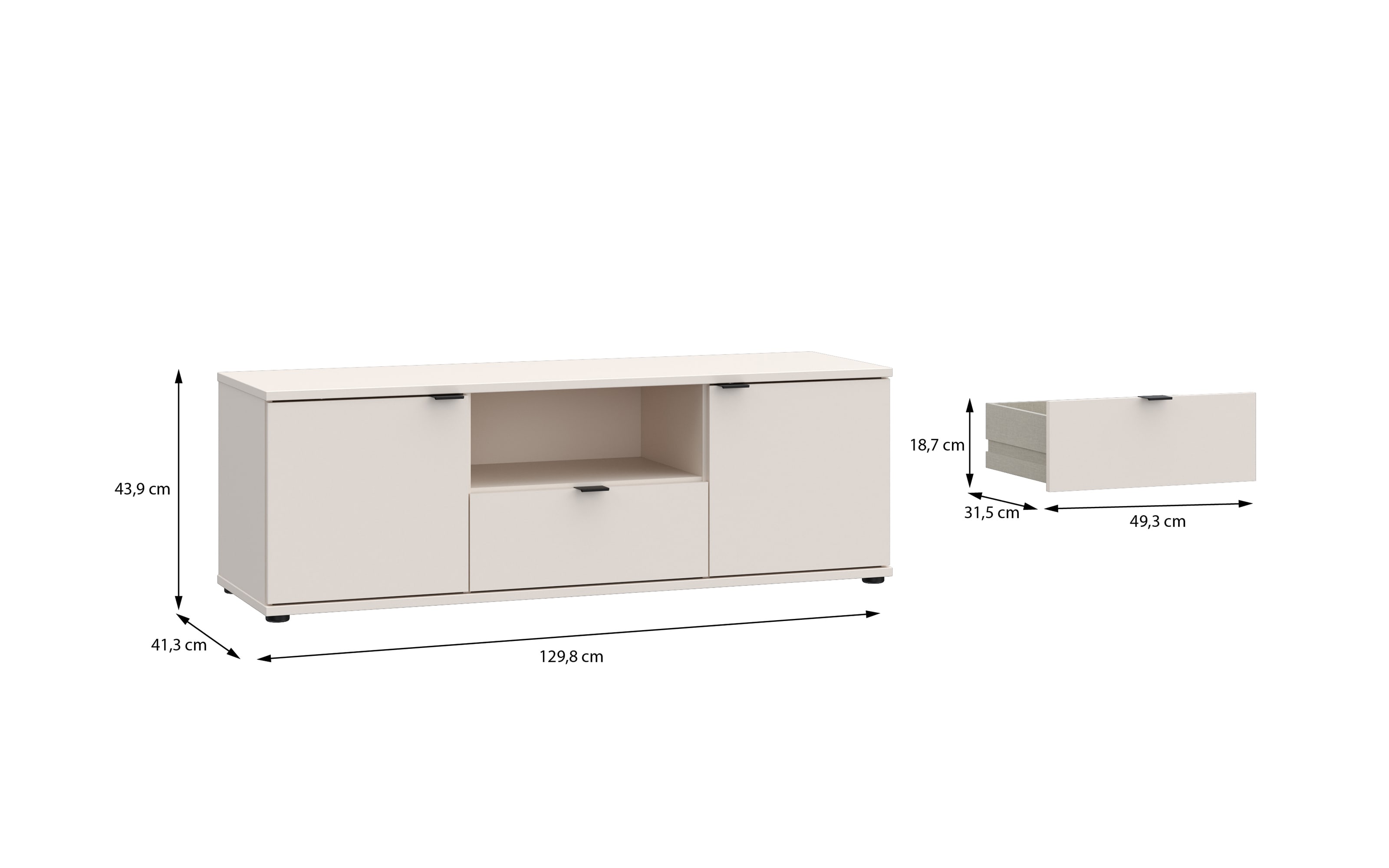 TV-Unterschrank Ganymede, sandfarbig, 43,9 cm