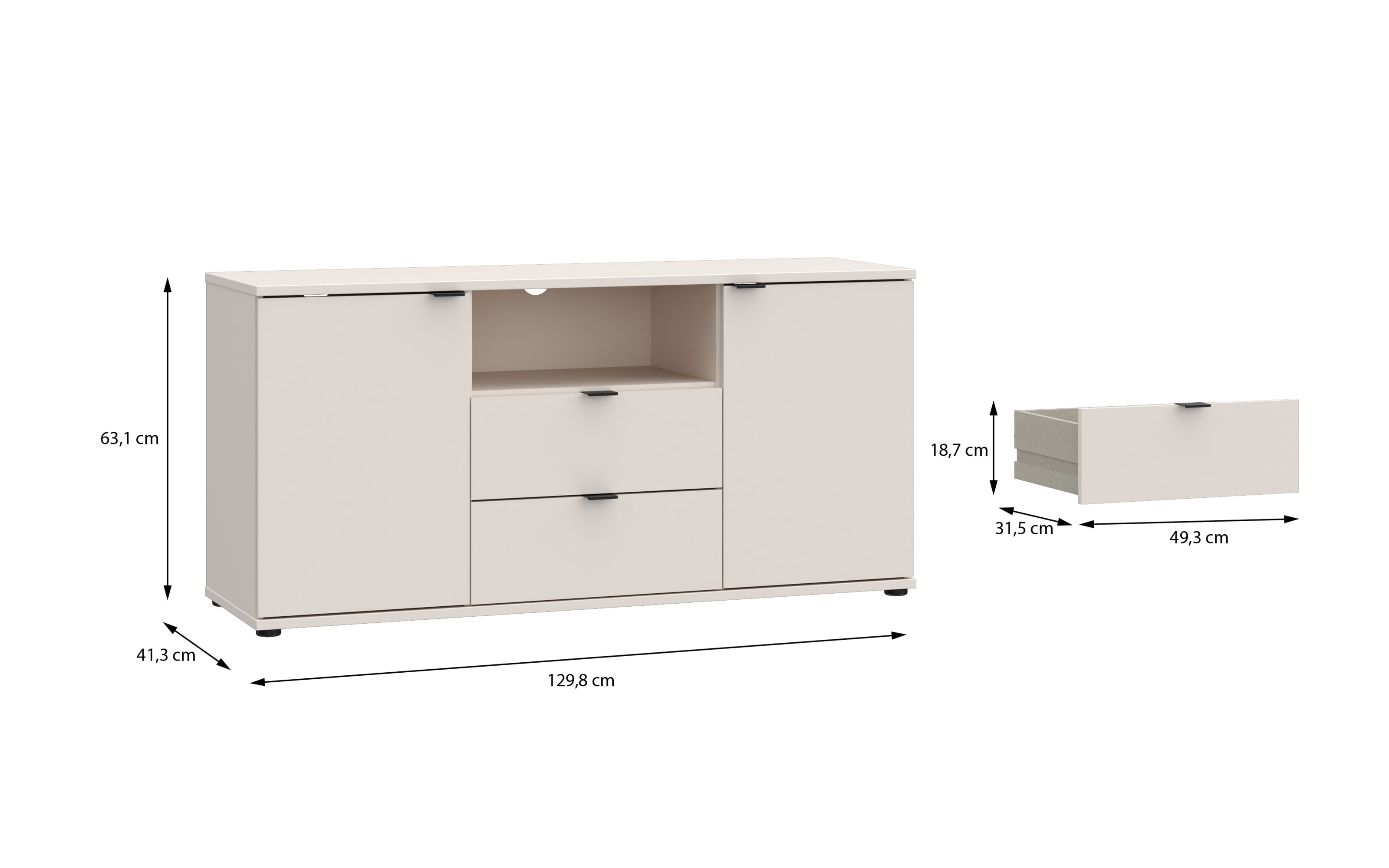 TV-Unterschrank Ganymede, sandfarbig, 63,1 cm