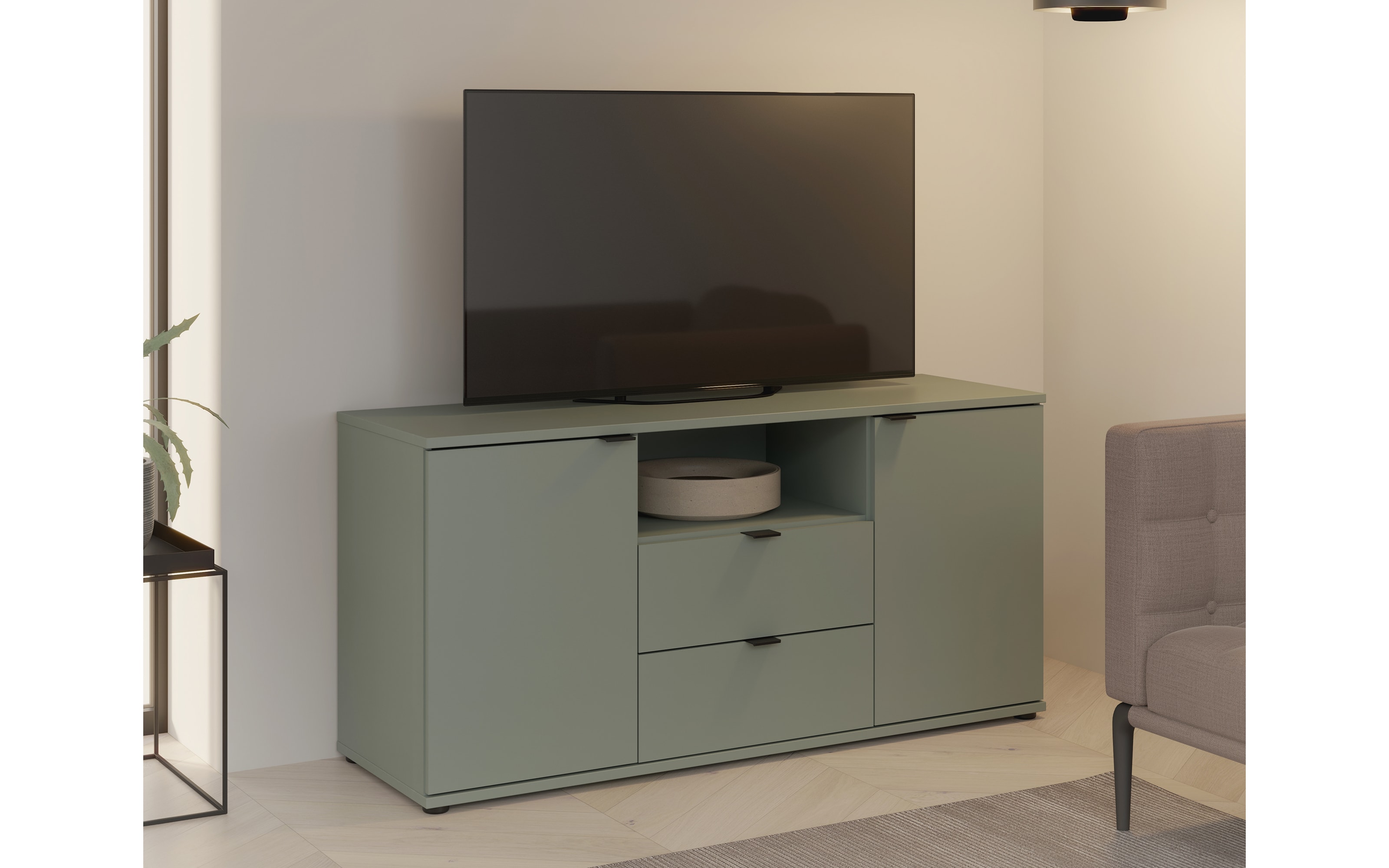 TV-Unterschrank Ganymede, salbeifarbig, 63,1 cm