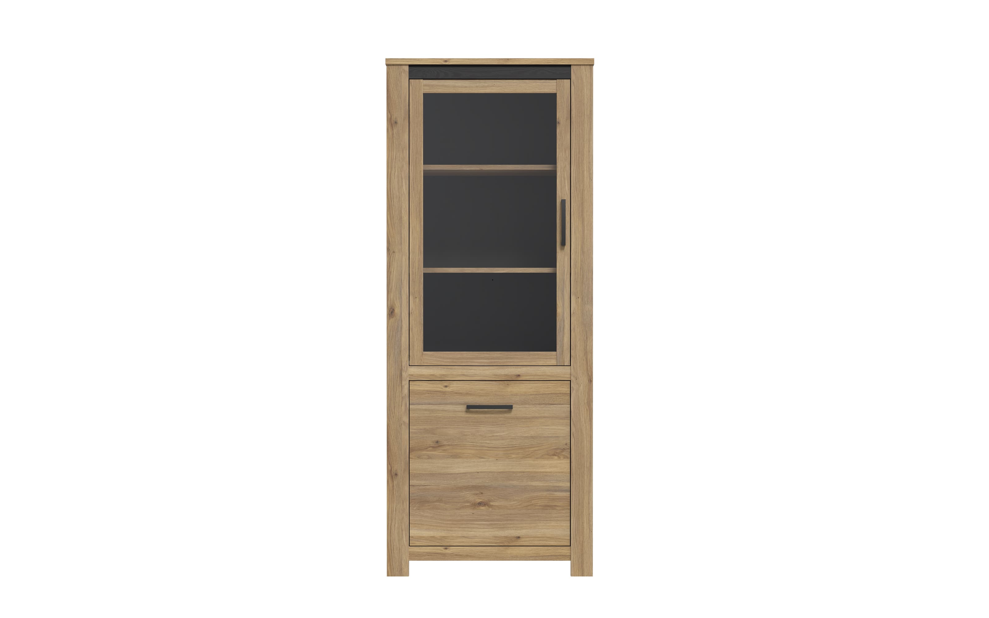 Vitrine San Cayetano, Mauvella Eiche-Nachbildung, 77 cm