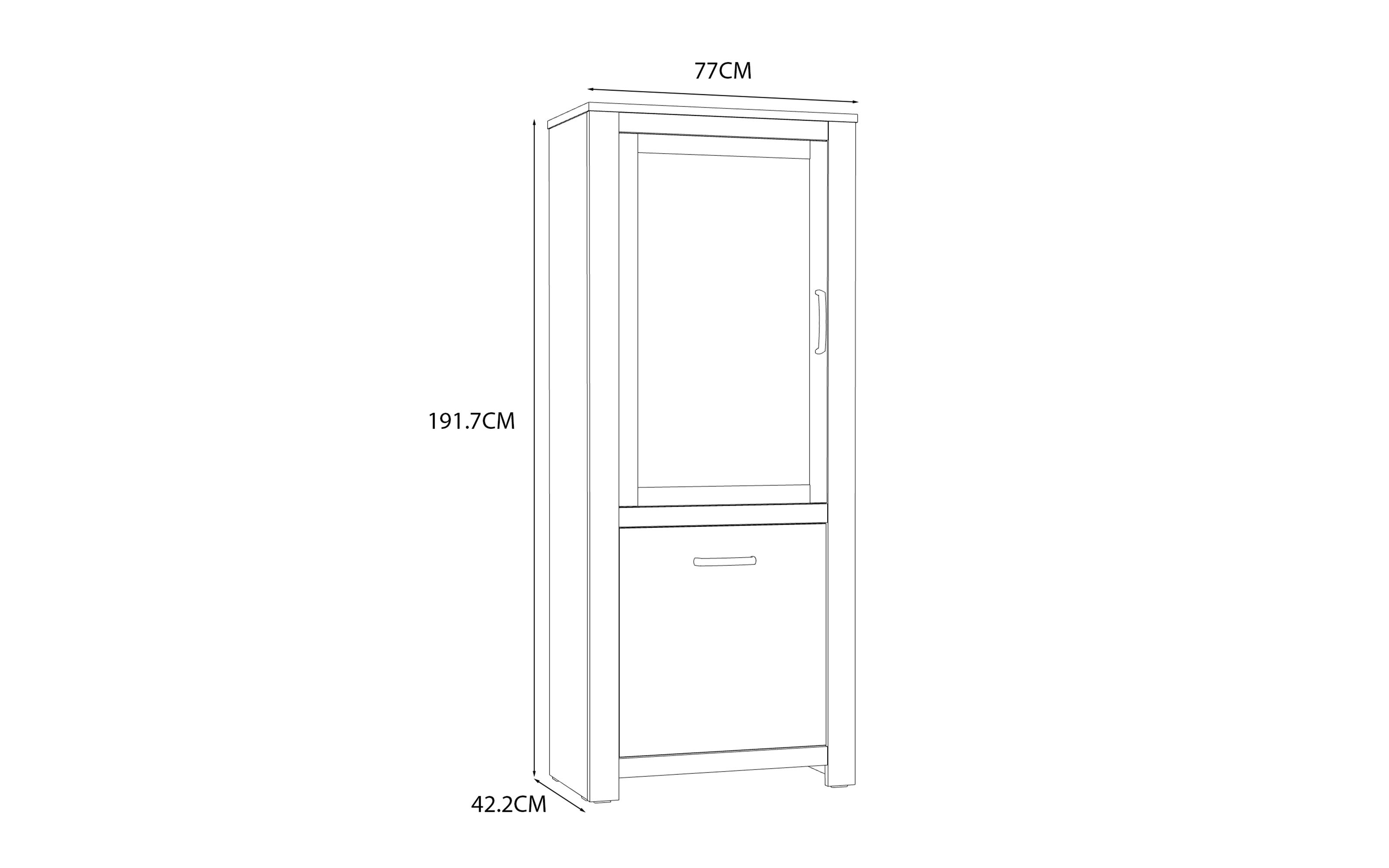 Vitrine San Cayetano, Mauvella Eiche-Nachbildung, 77 cm