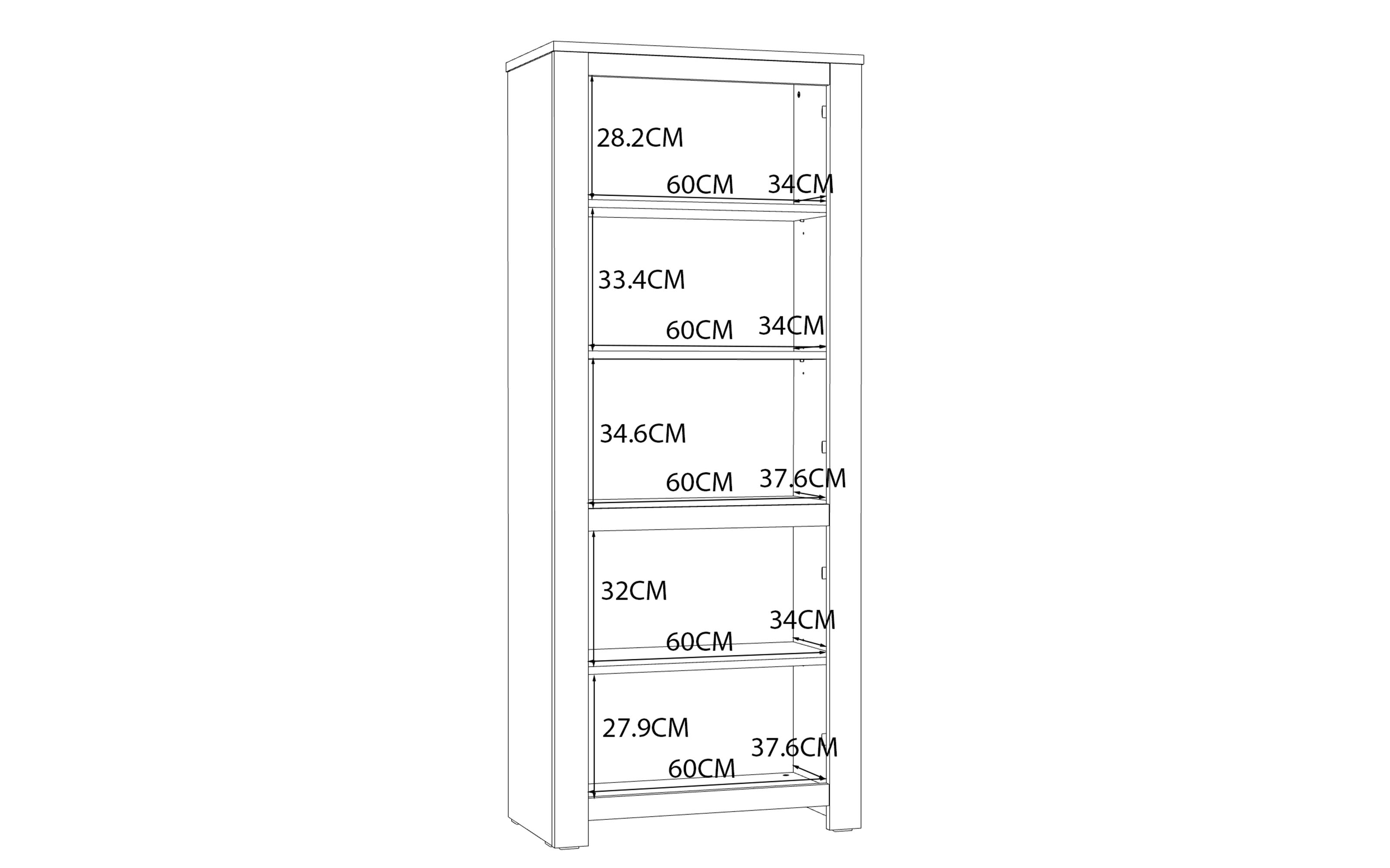 Vitrine San Cayetano, Mauvella Eiche-Nachbildung, 77 cm