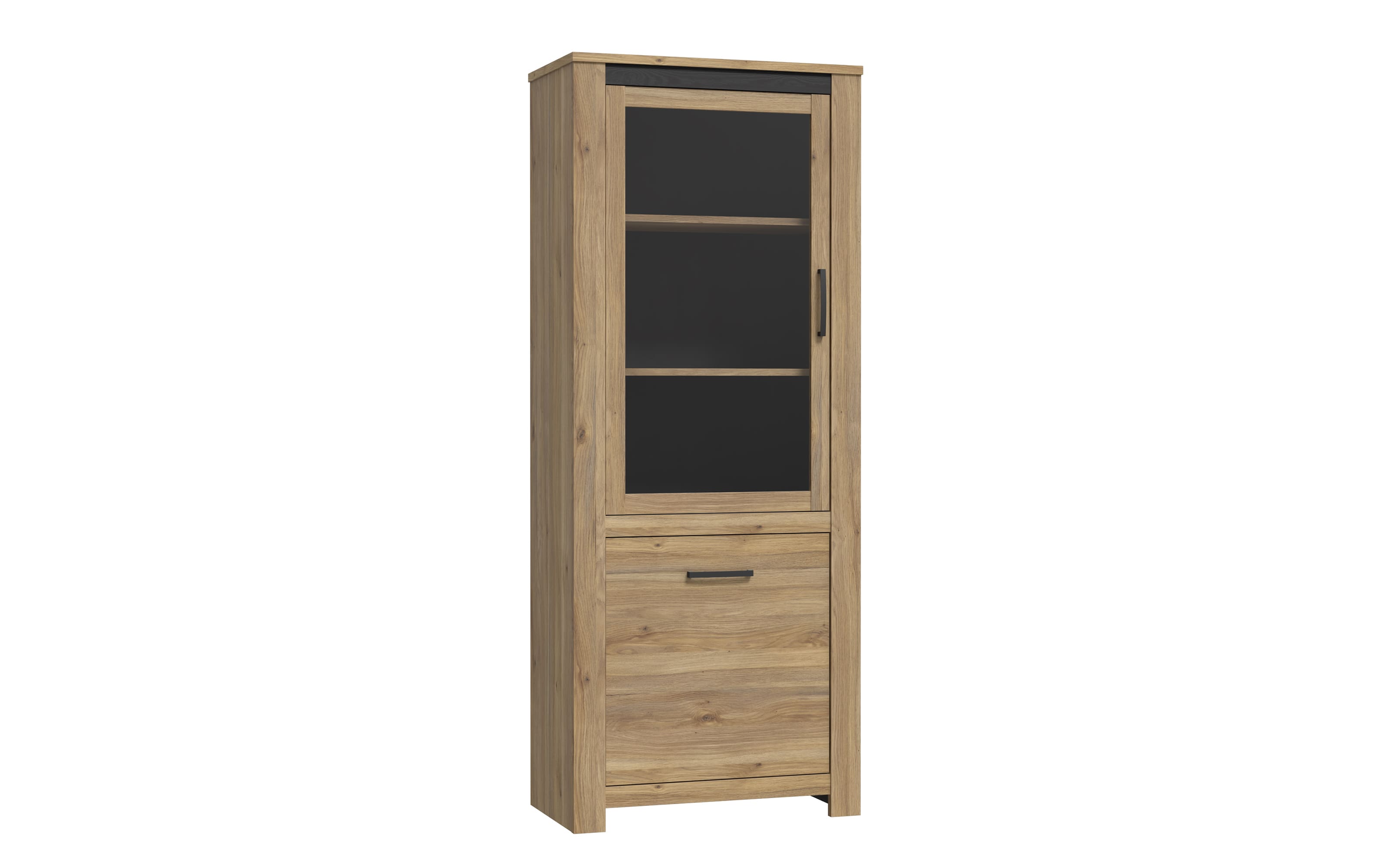 Vitrine San Cayetano, Mauvella Eiche-Nachbildung, 77 cm