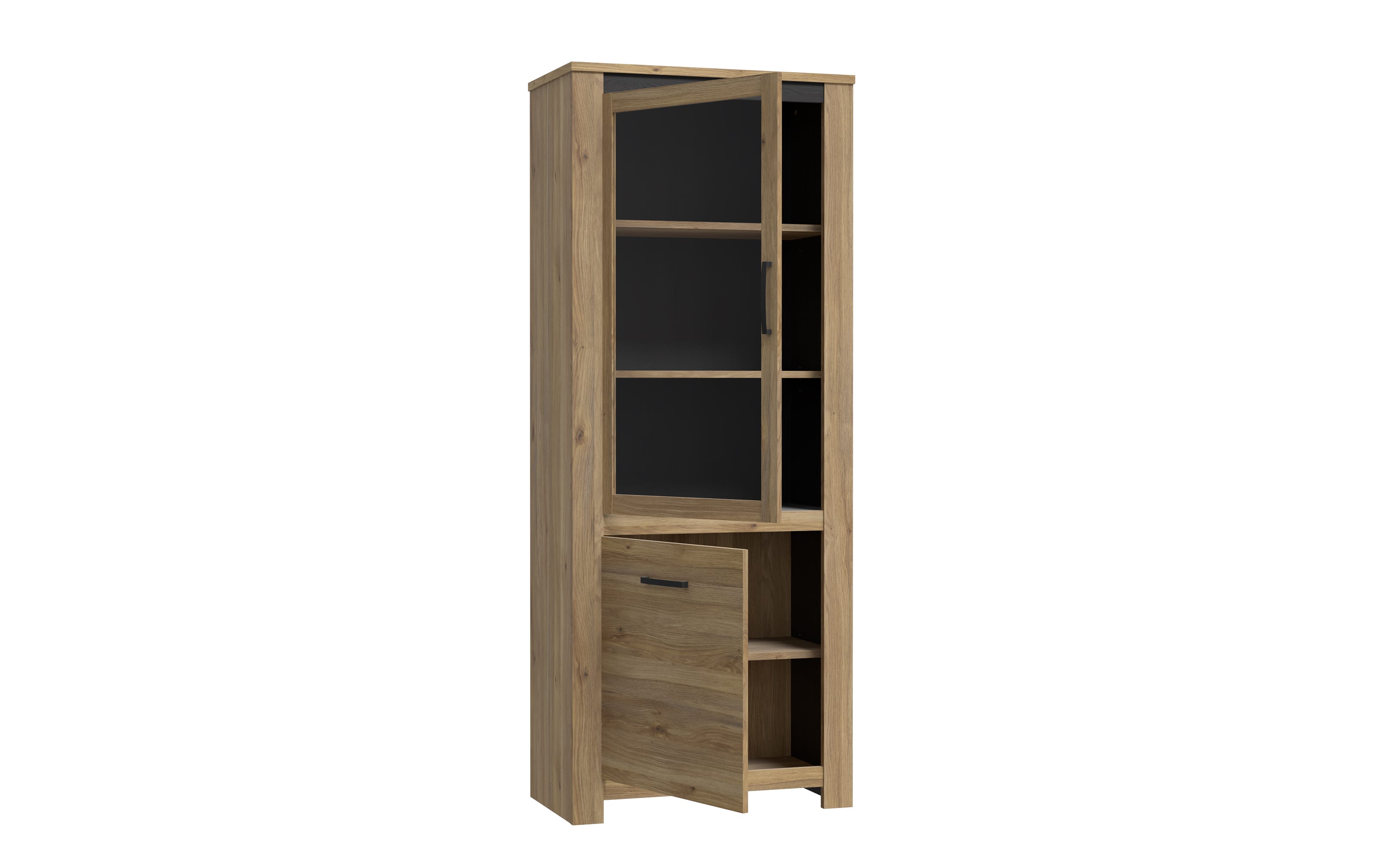 Vitrine San Cayetano, Mauvella Eiche-Nachbildung, 77 cm
